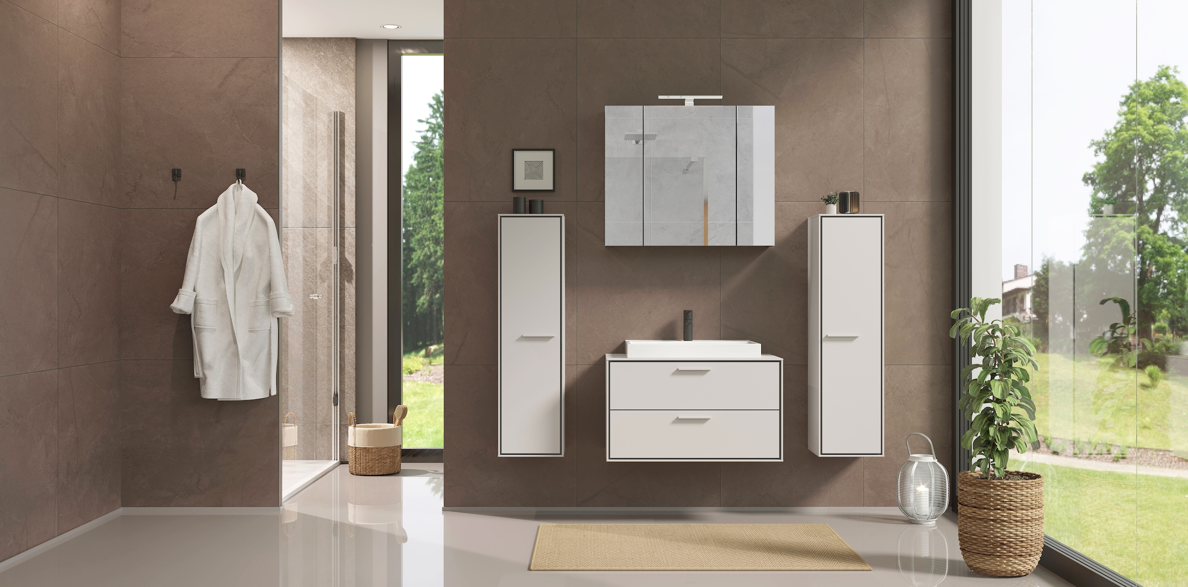 GERMANIA Waschtisch »Waschtisch inkl. Becken "Sovana"« 2 Stk. tlg. Waschbeckenunterschrank inkl. Waschbecken