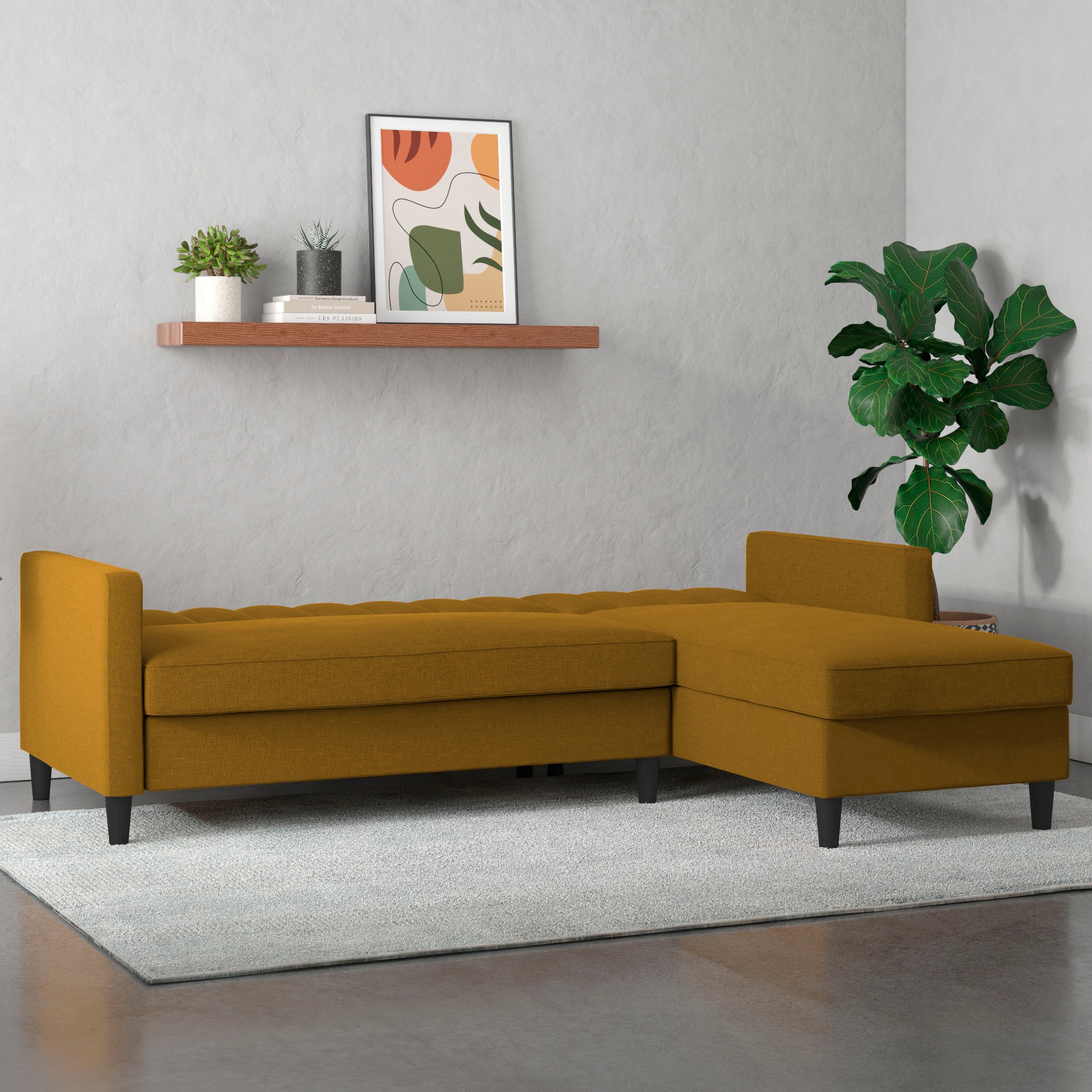 Dorel Home Ecksofa mit Schlafffunktion, Recamiere mit Stauraum beidseitig montierbar, Rückenlehne 2-teilig und 3-fach verstellbar