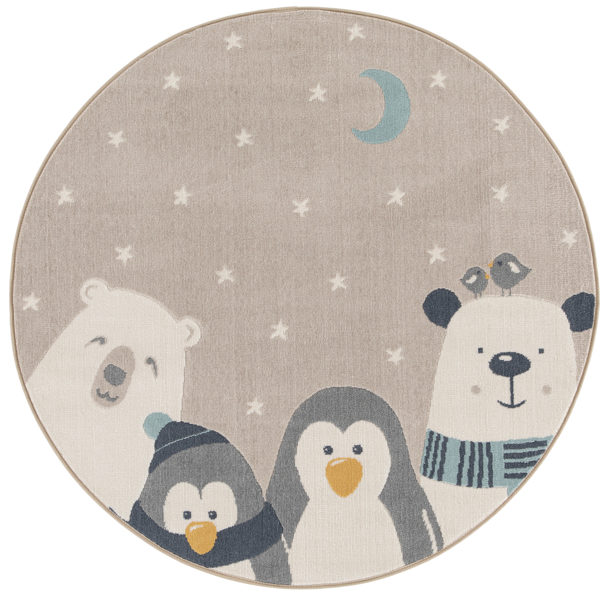 Primaflor-Ideen in Textil Kinderteppich »COCOON - Sternenfreunde«, rund, 6 mm Höhe, Kurzflor, Motiv Tiere & Sterne