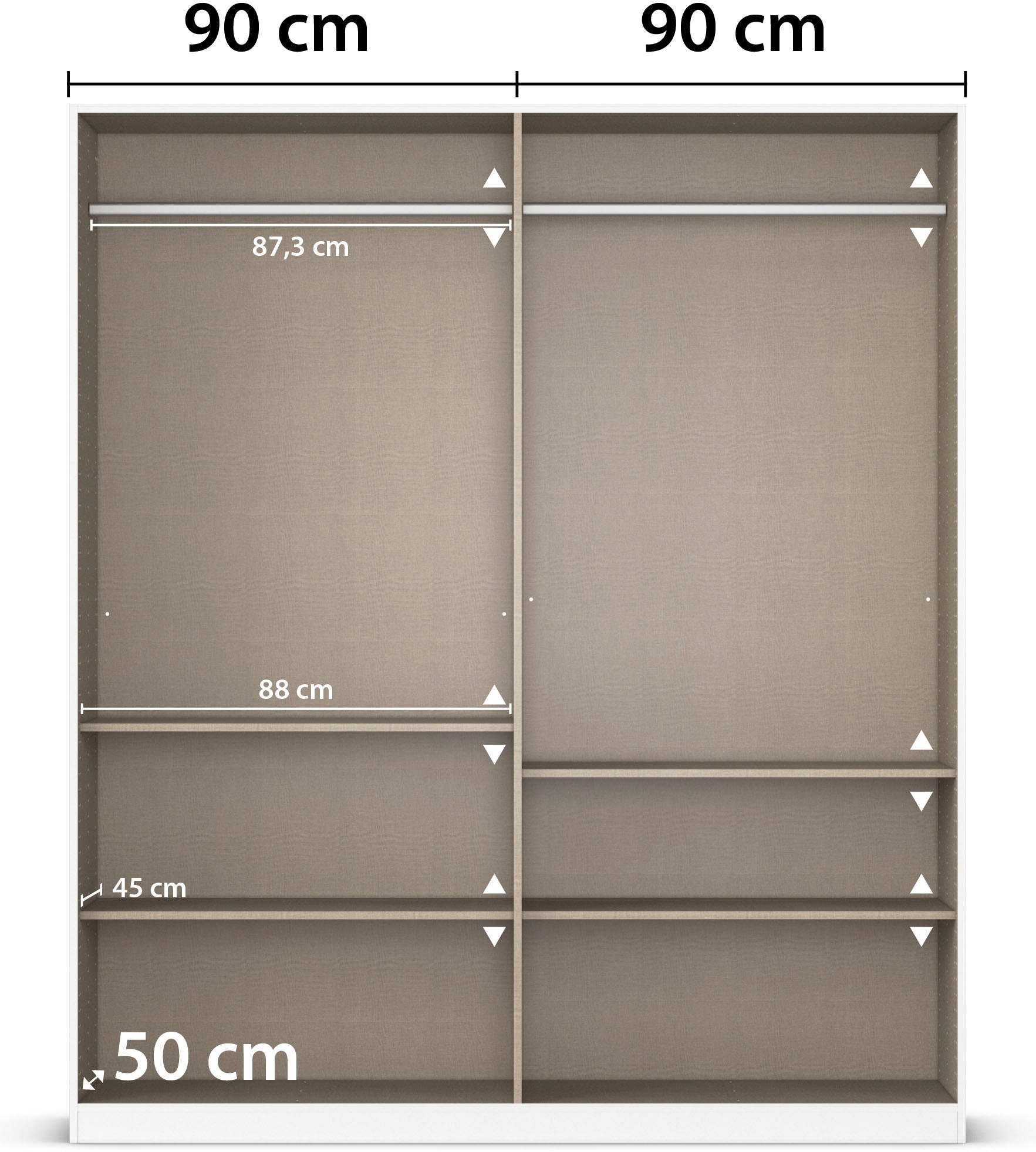 rauch Drehtürenschrank »Kleiderschrank Schrank Garderobe AGORDO TOPSELLER Schlafzimmer«, (in zwei Griff-Farben mit Dekor- oder Hochglanzfront), durchdachte Innenausstattung, in 6 Breiten und 2 Höhen MADE IN GERMANY
