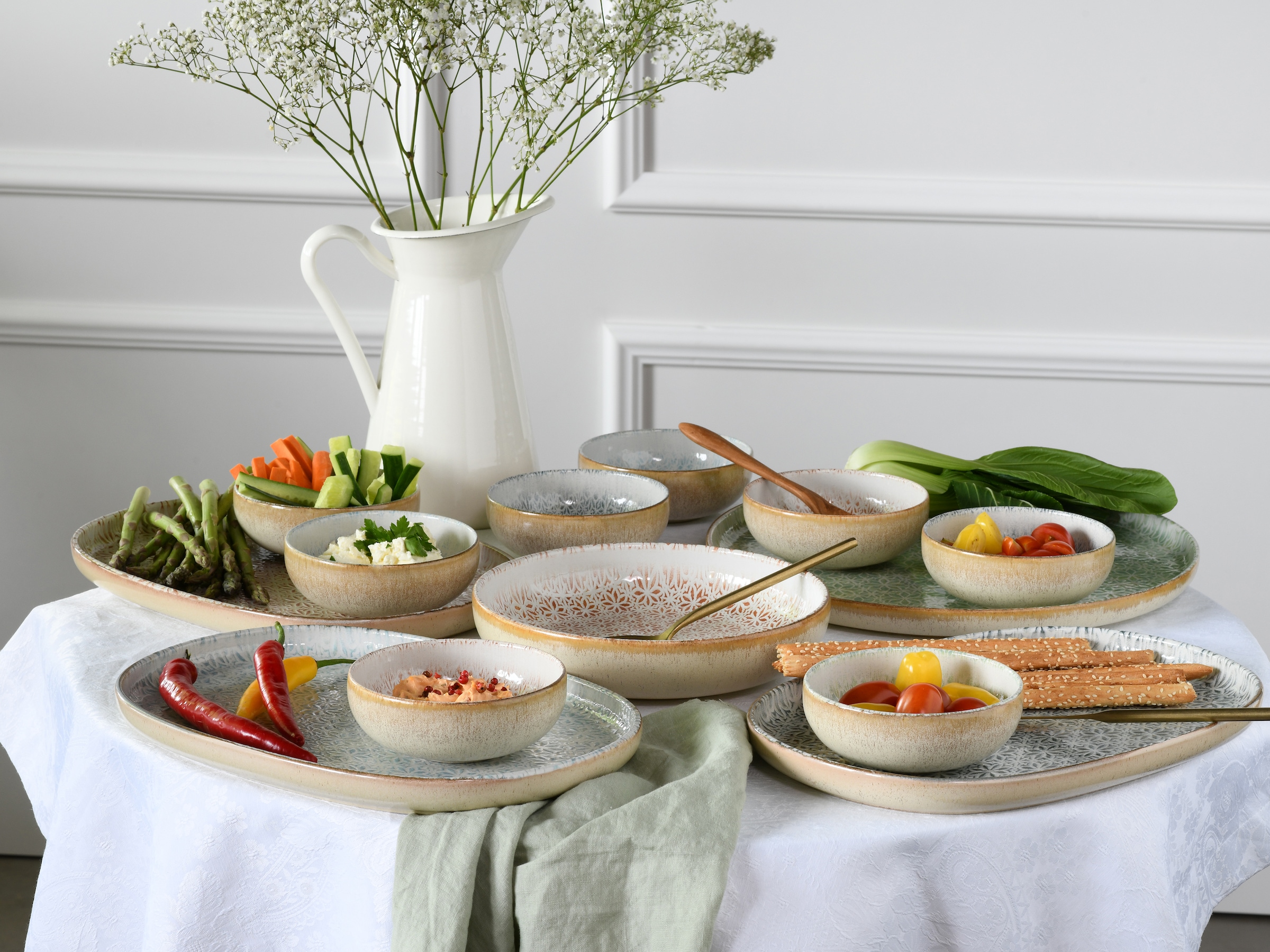 CreaTable Teller-Set »Uno Emiliana, Teller Set 12-tlg« Shabby Look, Vintage Style