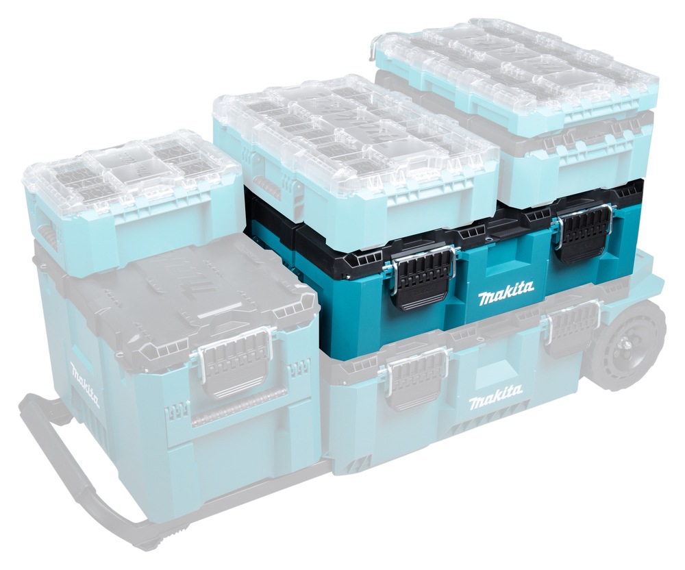 Makita Werkzeugbox »MAKTRAK  L »P-91017« max.45kg, 63,16L, Copolymer-Kunststoff« Effizientes Be- und Entladen mit dem MAKTRAK Koffer Sortiment