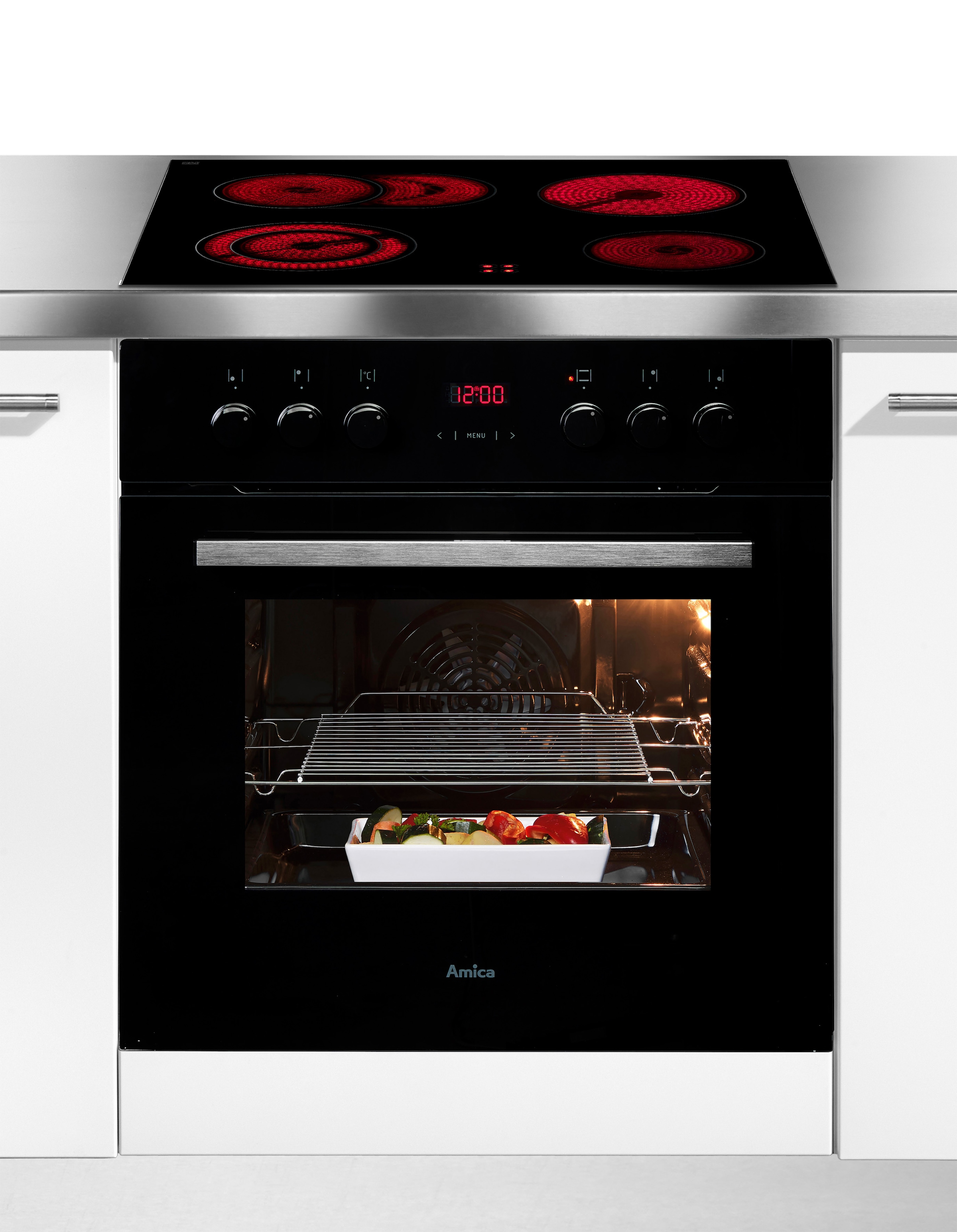Amica Elektro-Herd-Set »EHC 933 333 S« Sicher kochen, bester Überblick – Reinigung im Handumdrehen