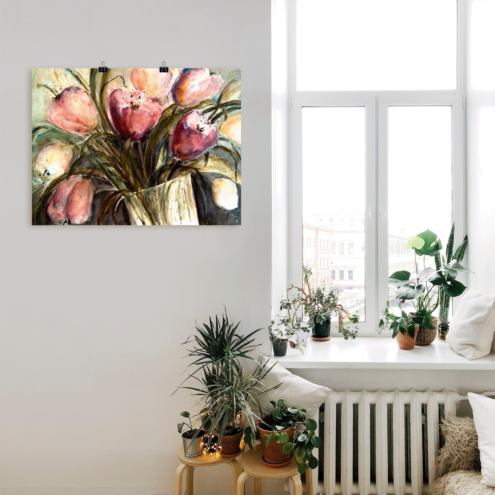 Artland Wandbild »Lila Tulpen in Vase«, Blumen, (1 St.), als Leinwandbild, Poster, Wandaufkleber in verschied. Größen