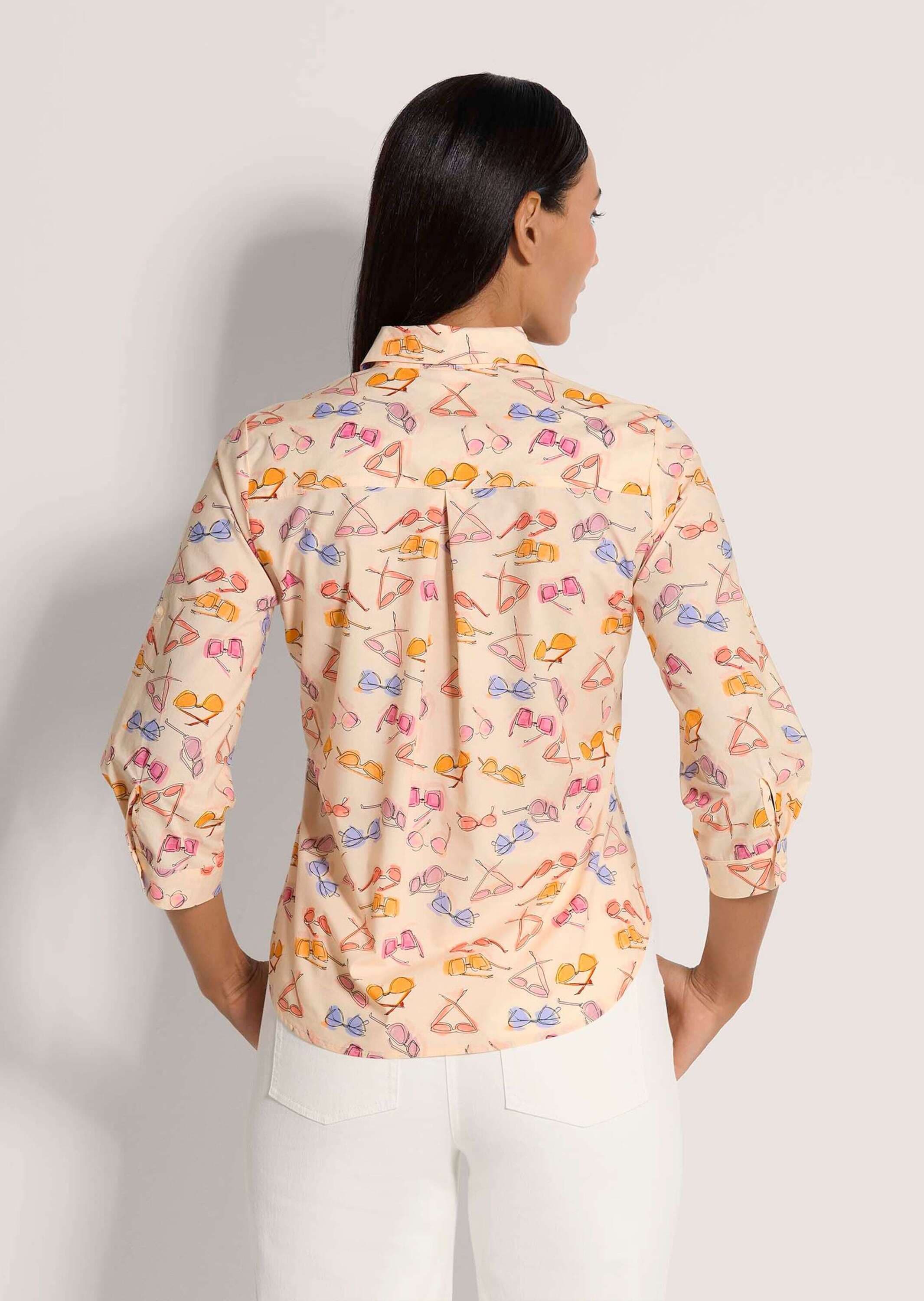 MADELEINE Hemdbluse »Hemdbluse Druckbluse mit Brillen-Muster« Bluse mit Unikatdruck