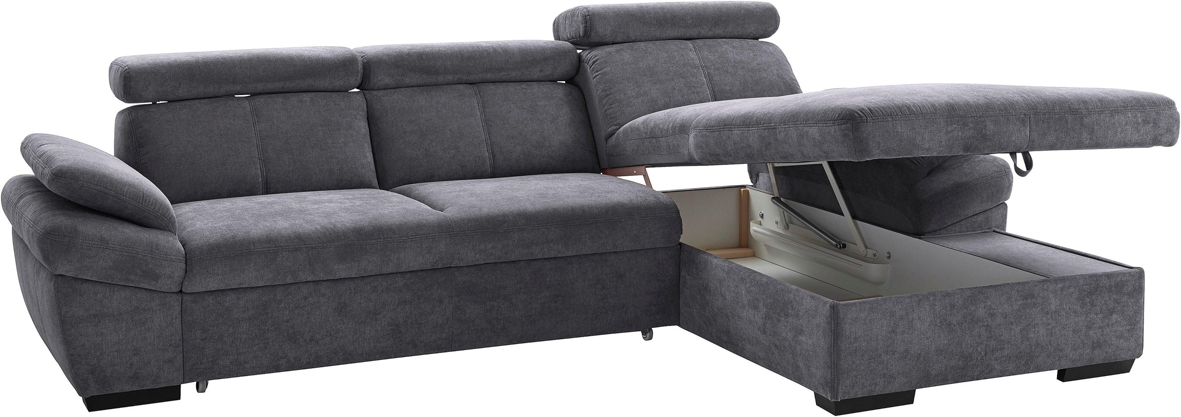 exxpo - sofa fashion Ecksofa »Salerno, inkl. Kopf- und Armteilverstellung, elegant & bequem, L-Form«, wahlweise mit Bettfunktion und Bettkasten, tolle Detailverarbeitung