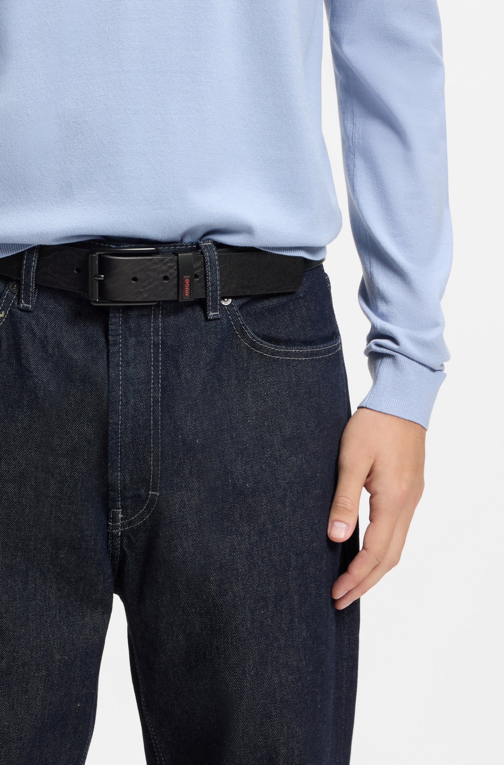 HUGO Ledergürtel »Geffrey Sz40« mit Dornschließe, Logo an der Schlaufe