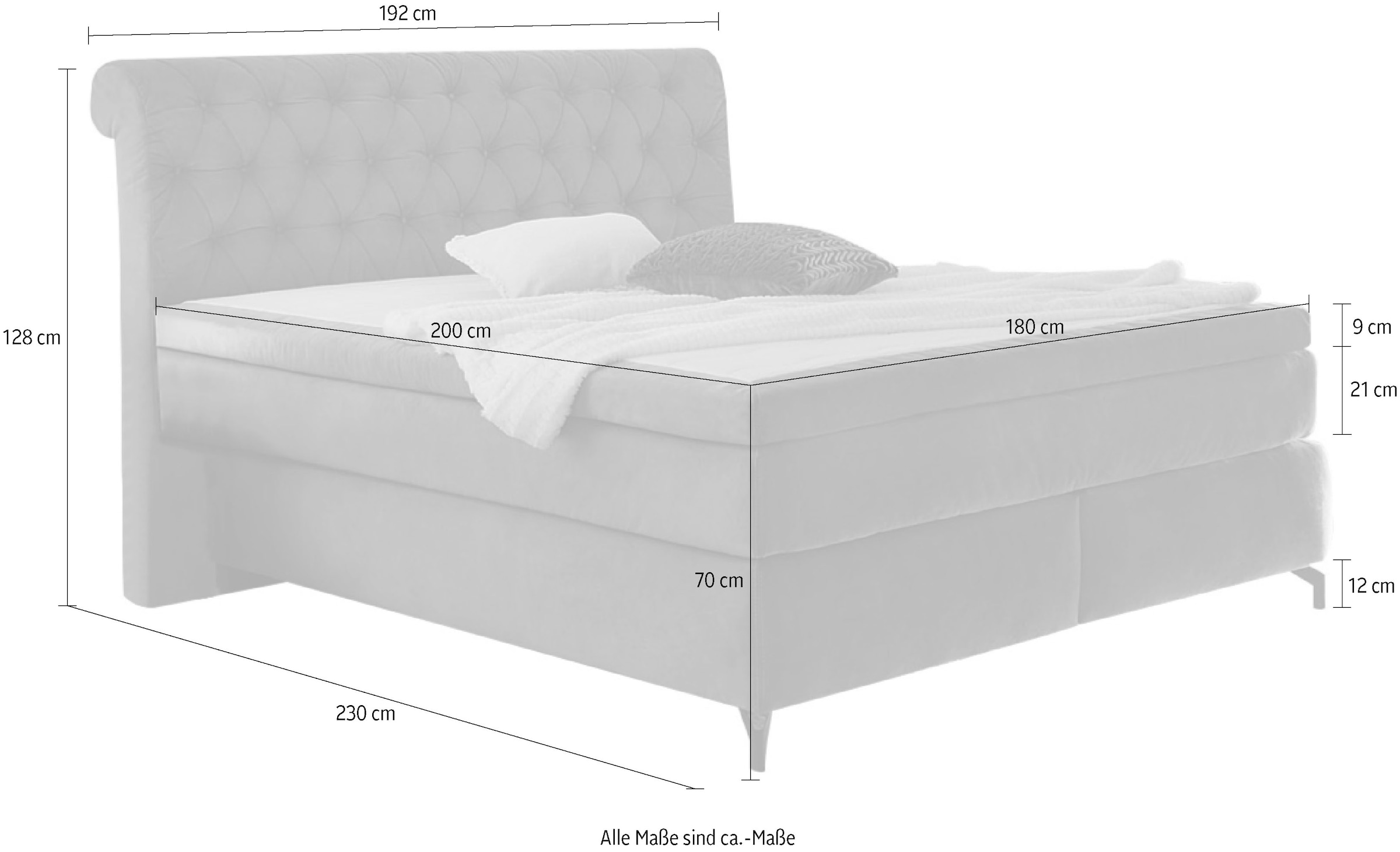 Jockenhöfer Gruppe Boxspringbett »Scarlett mit einer hochwertigen 7-Zonen-Tonnentaschenfederkernmatratze«, (H3, H3/H4 oder H4), und einem 9cm Kaltschaum-Topper