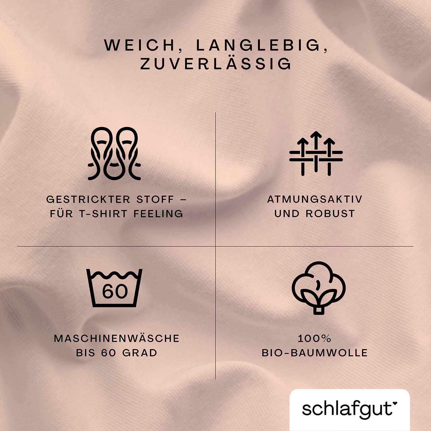 Schlafgut Spannbettlaken »CASUAL u.a. in Gr. 90x200, 140x200 oder 180x200 cm, 100% Baumwolle«, Bettlaken für Matratzen bis 25 cm Höhe, zuverlässig, langlebig, weich
