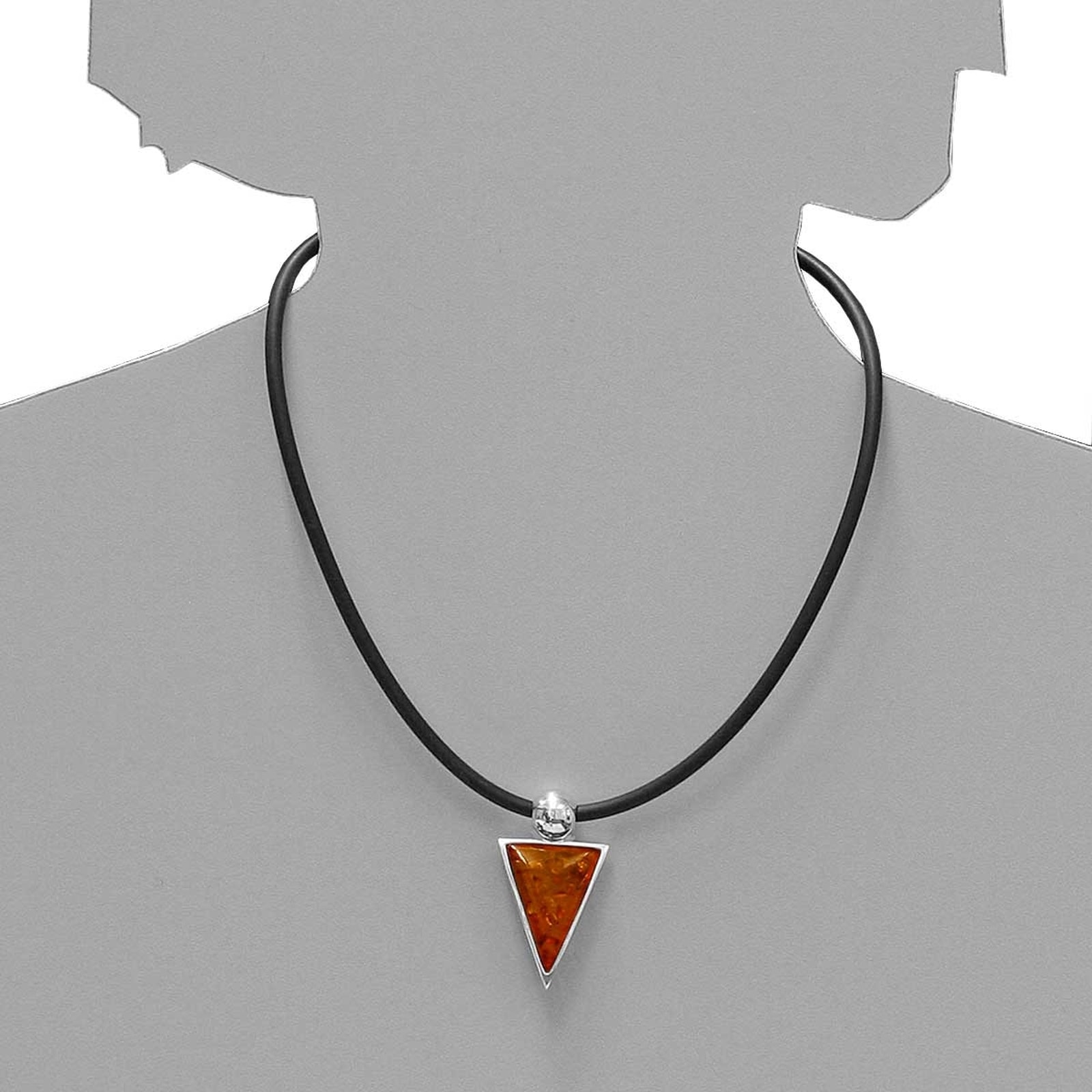 OSTSEE-SCHMUCK Kette mit Anhänger »- Classic 39 x 22 mm - Kautschukreif - Silber 925/000 - Bernstein«