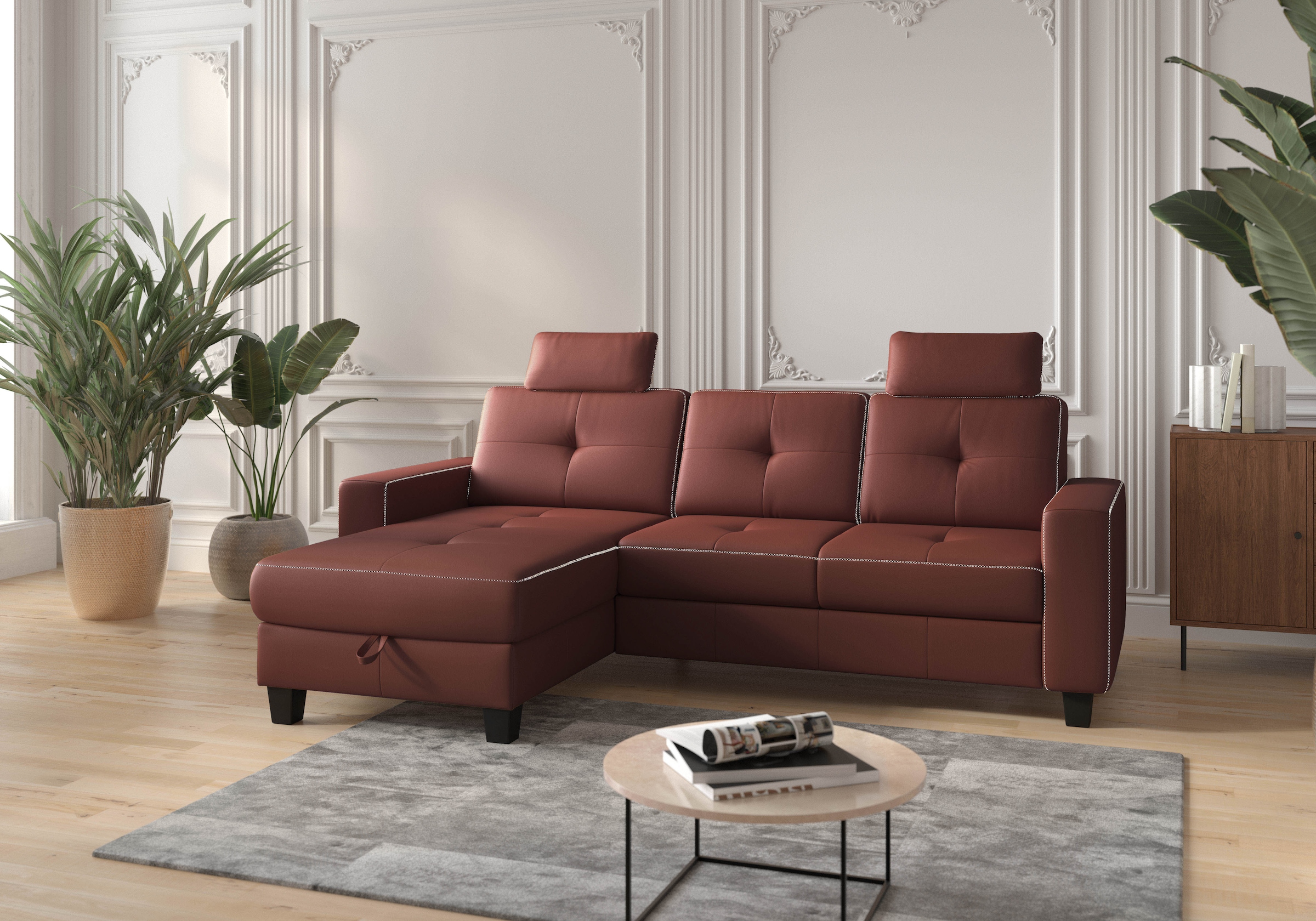 Places of Style Ecksofa »Varese«, wahlweise mit Bettfunktion und Bettkasten