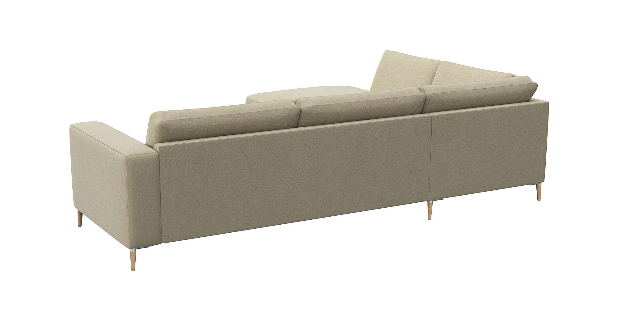 FLEXLUX Ecksofa »Fiore, Sitzaufbau mit hochwertigem Kaltschaum für mehr Sitzkomfort« breite Armlehnen,  L-Form, Füße Alu/Eiche