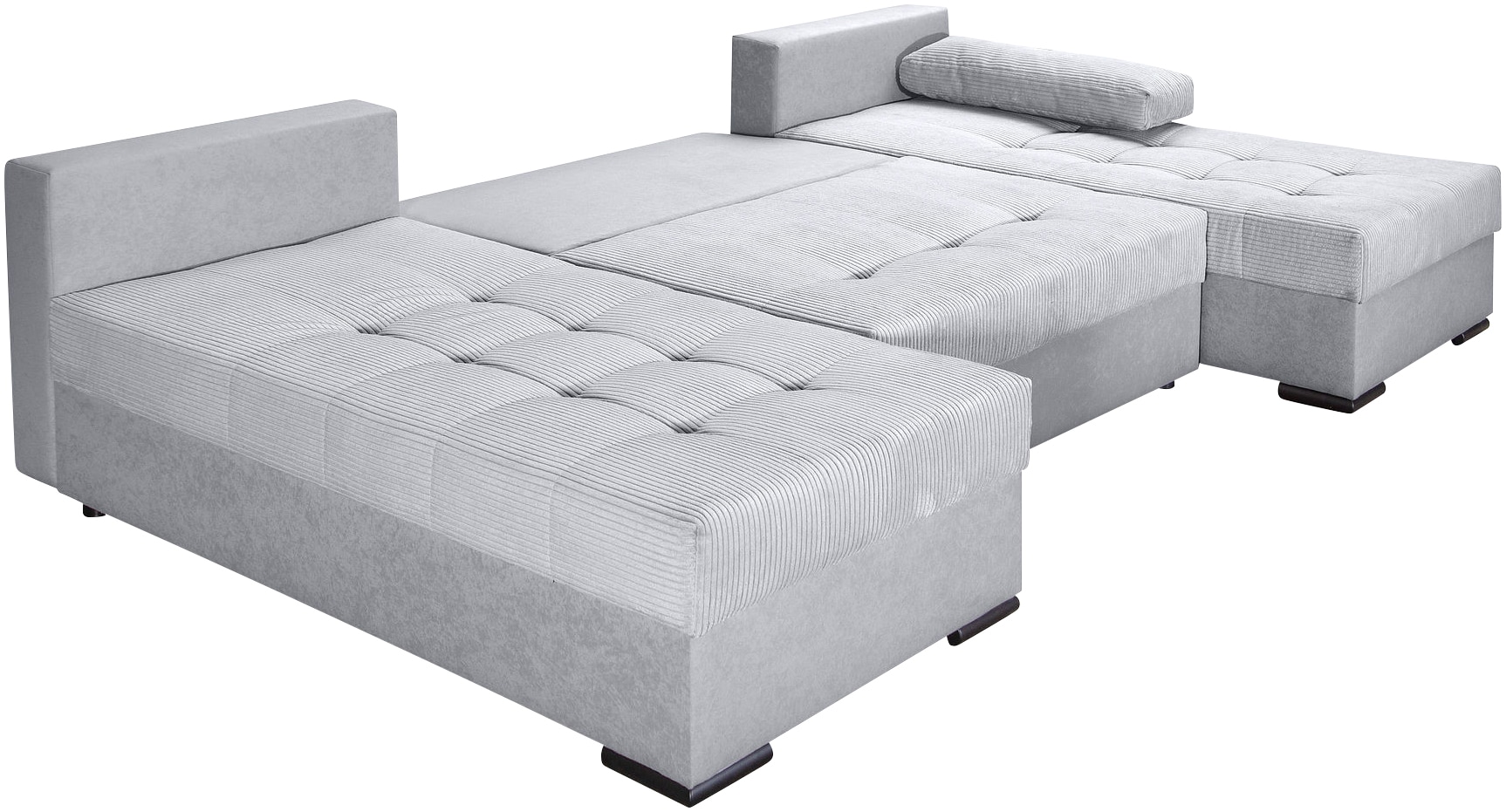 COLLECTION AB Wohnlandschaft »Josy, U-Form, Schlafsofa mit Bettkasten«, (Cord-/Mix), flexible Recamiere, Breite: 269cm, inklusive Rückenkissen, Cord/Mix