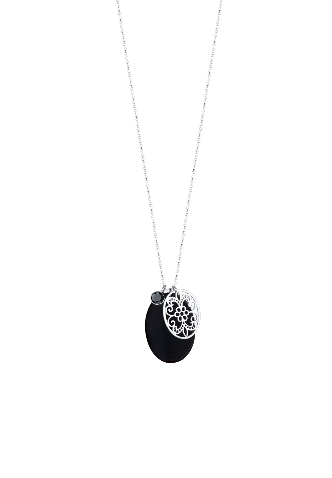 Elli Lange Kette »Halskette Perlmuttscheibe Ornament Zirkonia 925 Silber«
