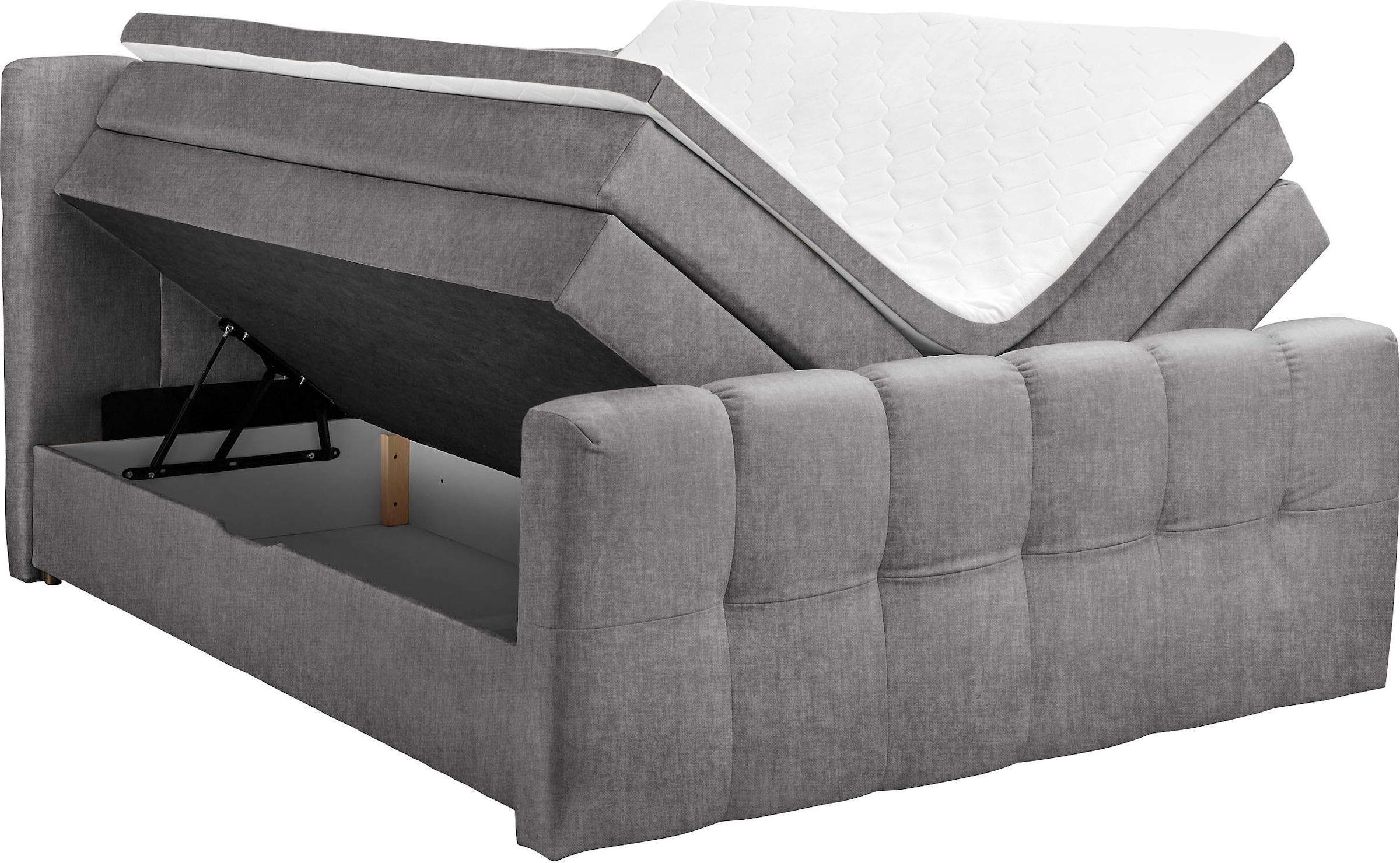 ED EXCITING DESIGN Boxspringbett »Tolfa mit Komforteinstiegshöhe von 73cm« erhältlich in 180x200cm, inkl. Bettkasten und 7cm Visco-Topper