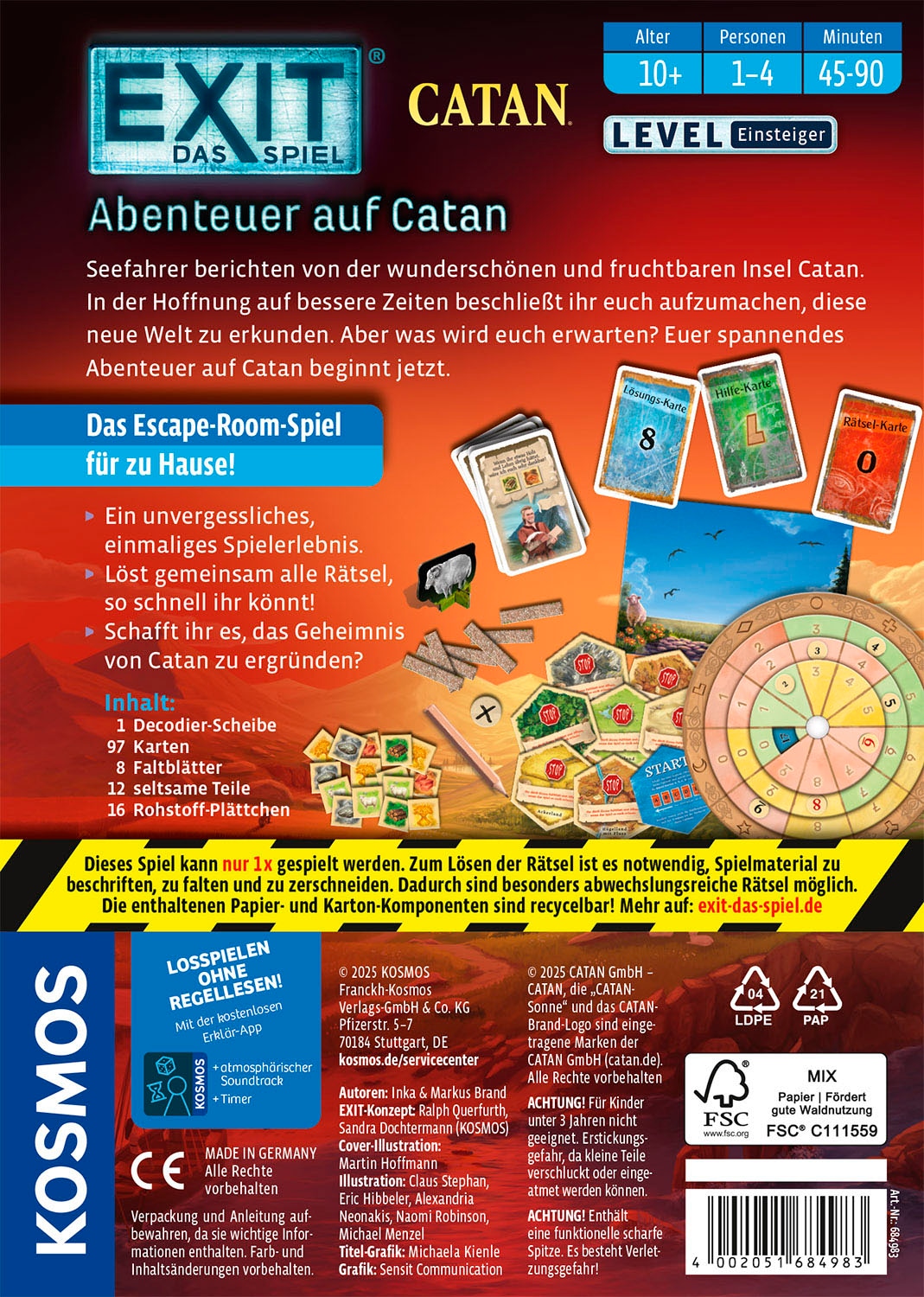 Kosmos Spiel »EXIT® Das Spiel Abenteuer auf Catan«, Made in Germany