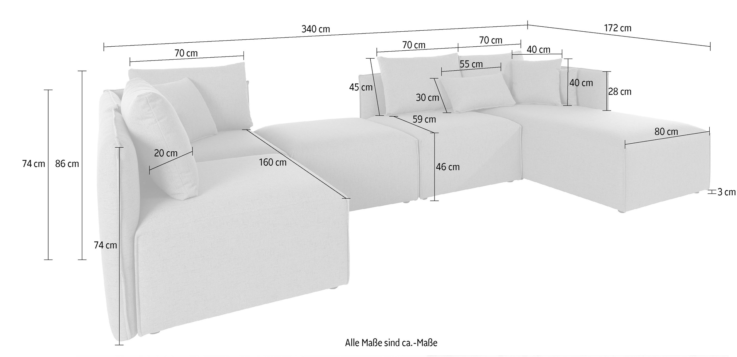 OTTO home Wohnlandschaft »Nöre U-Form« 5 Teile, in vielen Bezugsqualitäten und Farben s. auch "Nöre"