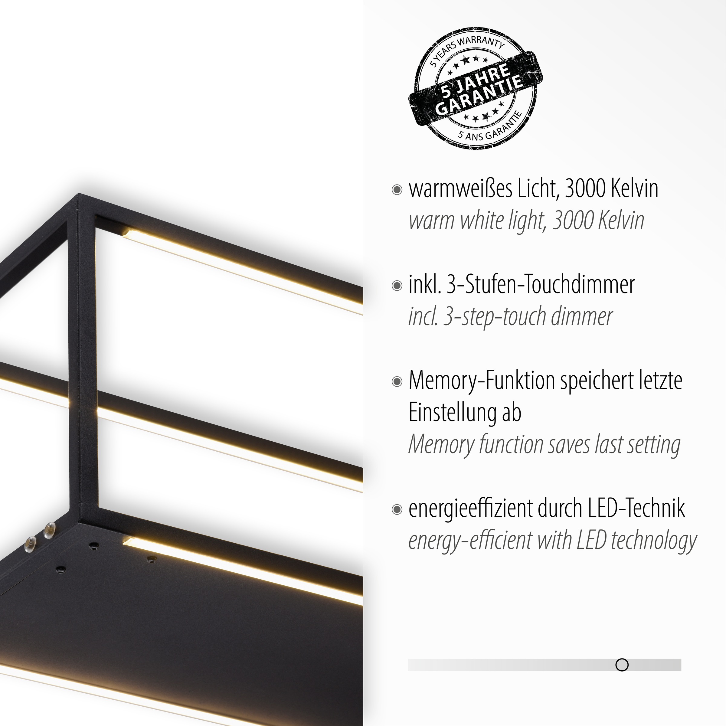 Paul Neuhaus Pendelleuchte »CONTURA«, 4 flammig, Leuchtmittel LED-Board | LED fest integriert, LED, dimmbar über Touchdimmer, Memory, nach Trennung vom Netz