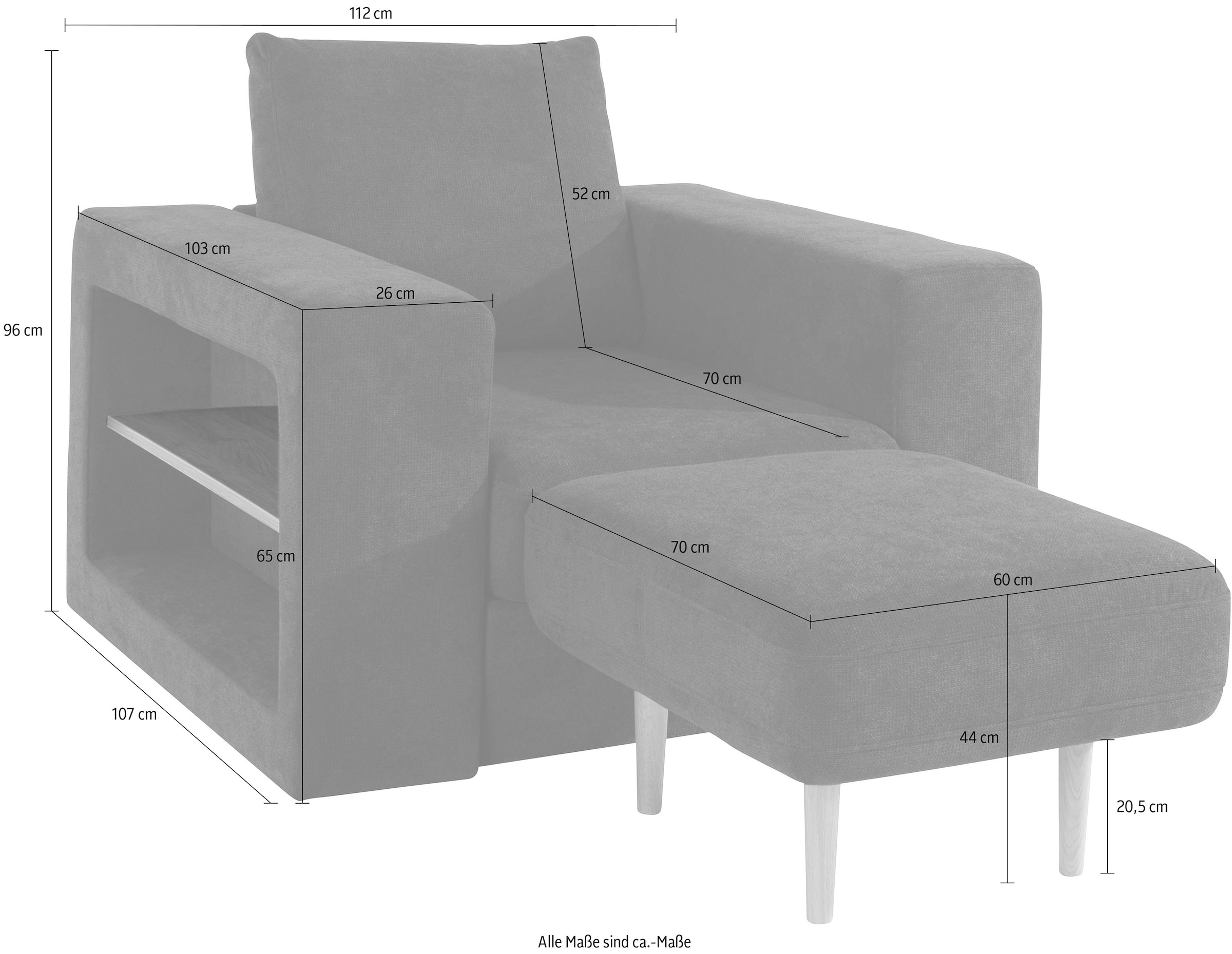 LOOKS by Wolfgang Joop Sessel »Looksvb« Verwandlungssessel: aus Sessel wird Sessel mit 1 Hocker, Regalfunktion