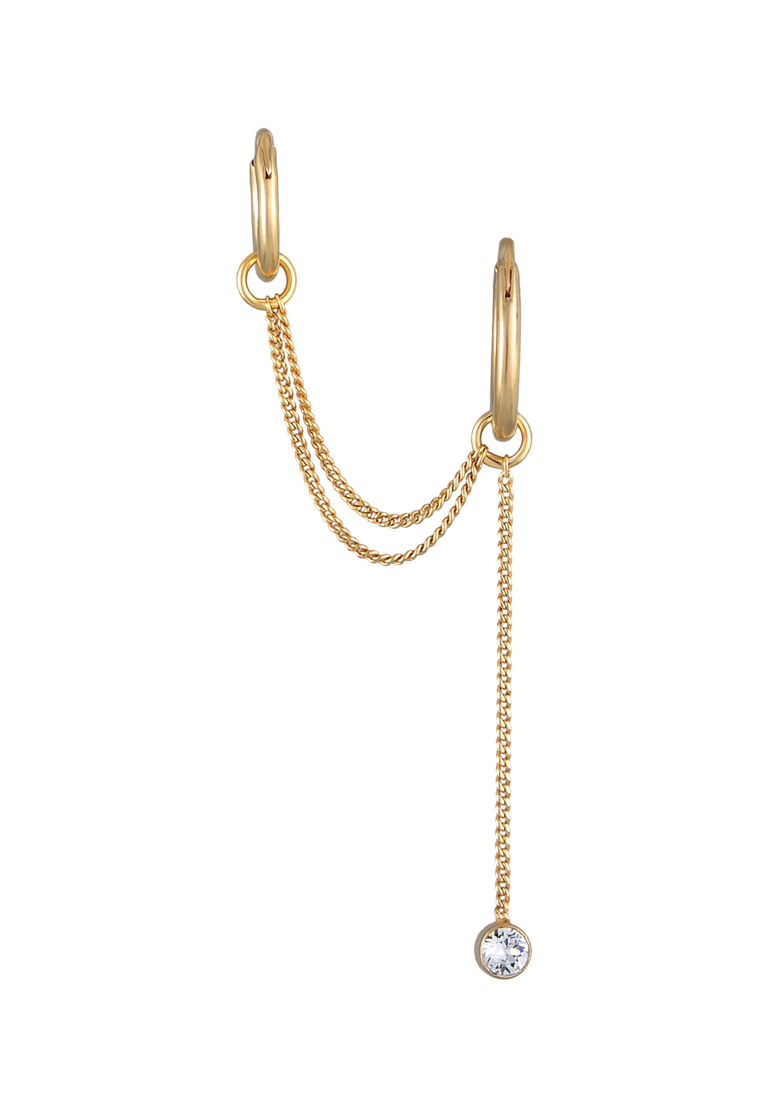 Elli Paar Creolen »Ohrringe Ear Chain Creolen Kristall Modern 925 Silber«