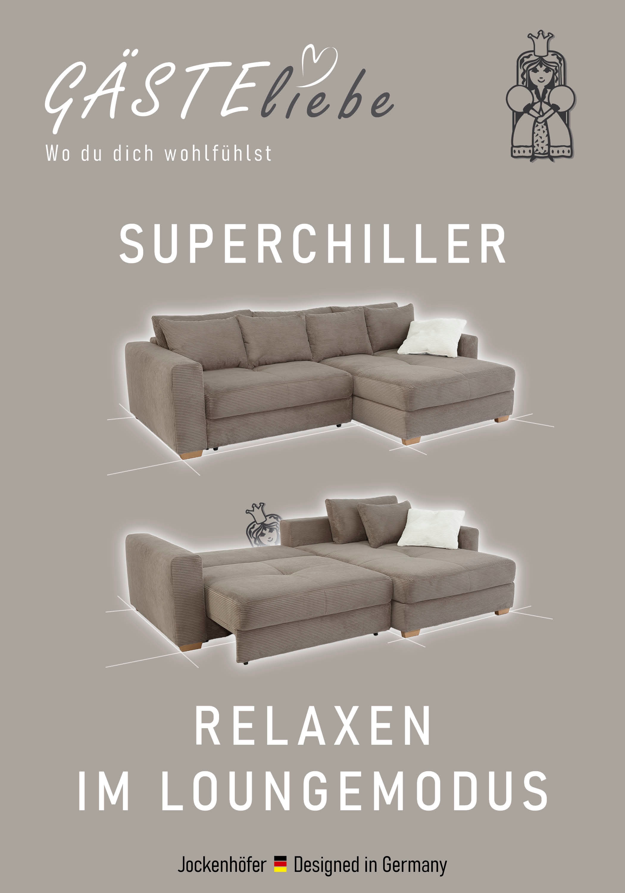 Jockenhöfer Gruppe Ecksofa Kampen, mit Bettfunktion und Bettkasten