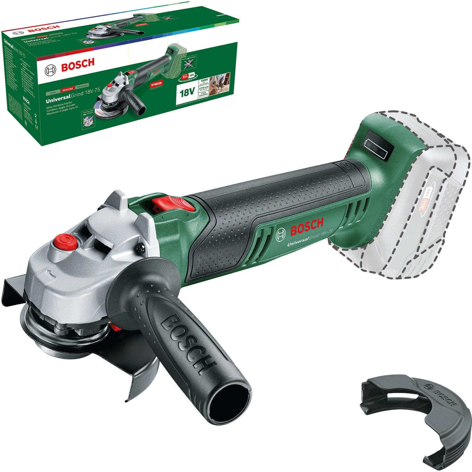 Bosch Home & Garden Akku-Winkelschleifer »UniversalGrind 18V-75 - 115mm solo«, ohne Akku und Ladegerät