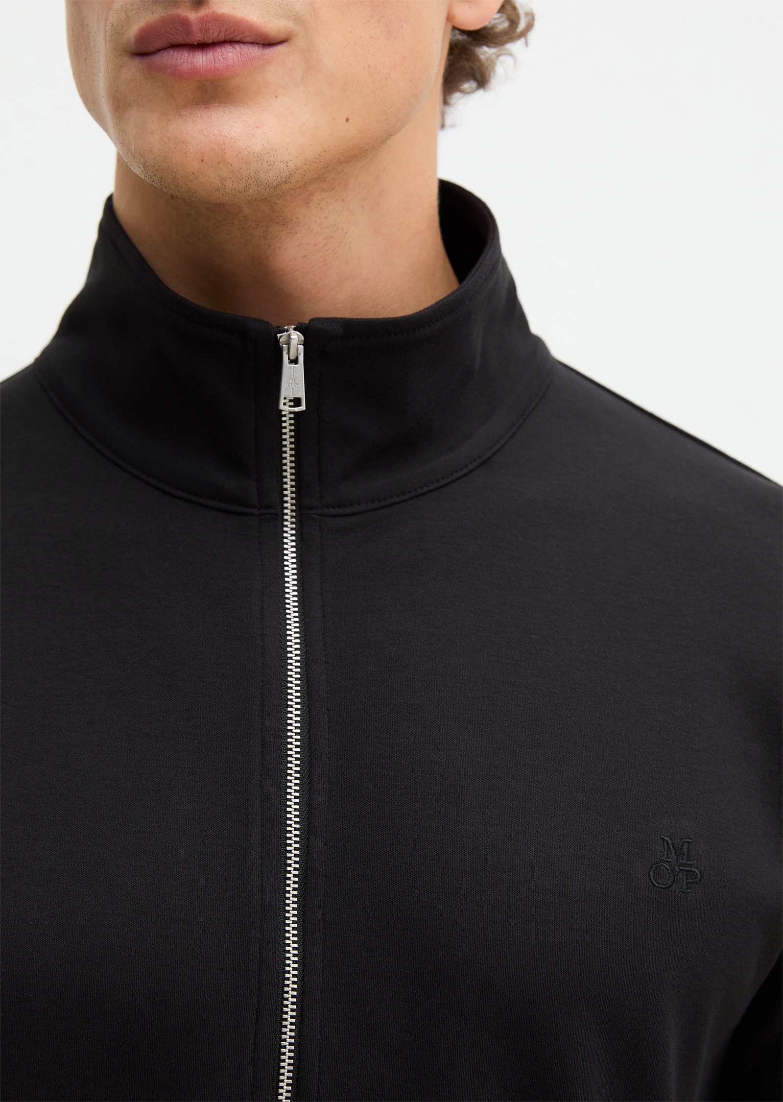 Marc O'Polo Sweatjacke »Mix N Match Interlock« mit kleinem Stehkragen, Reißverschluss und langen Ärmeln
