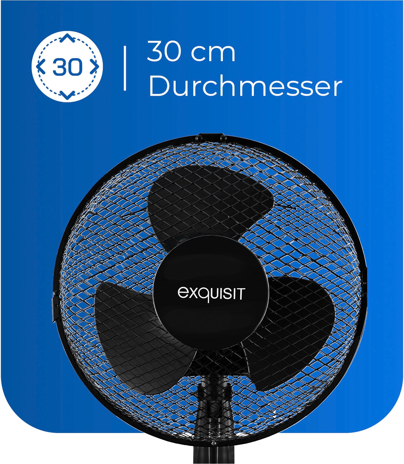 exquisit Tischventilator »VT 34063 sw«, Metall, Ø 30 cm, inkl. Oszillation, 35 W Leistung