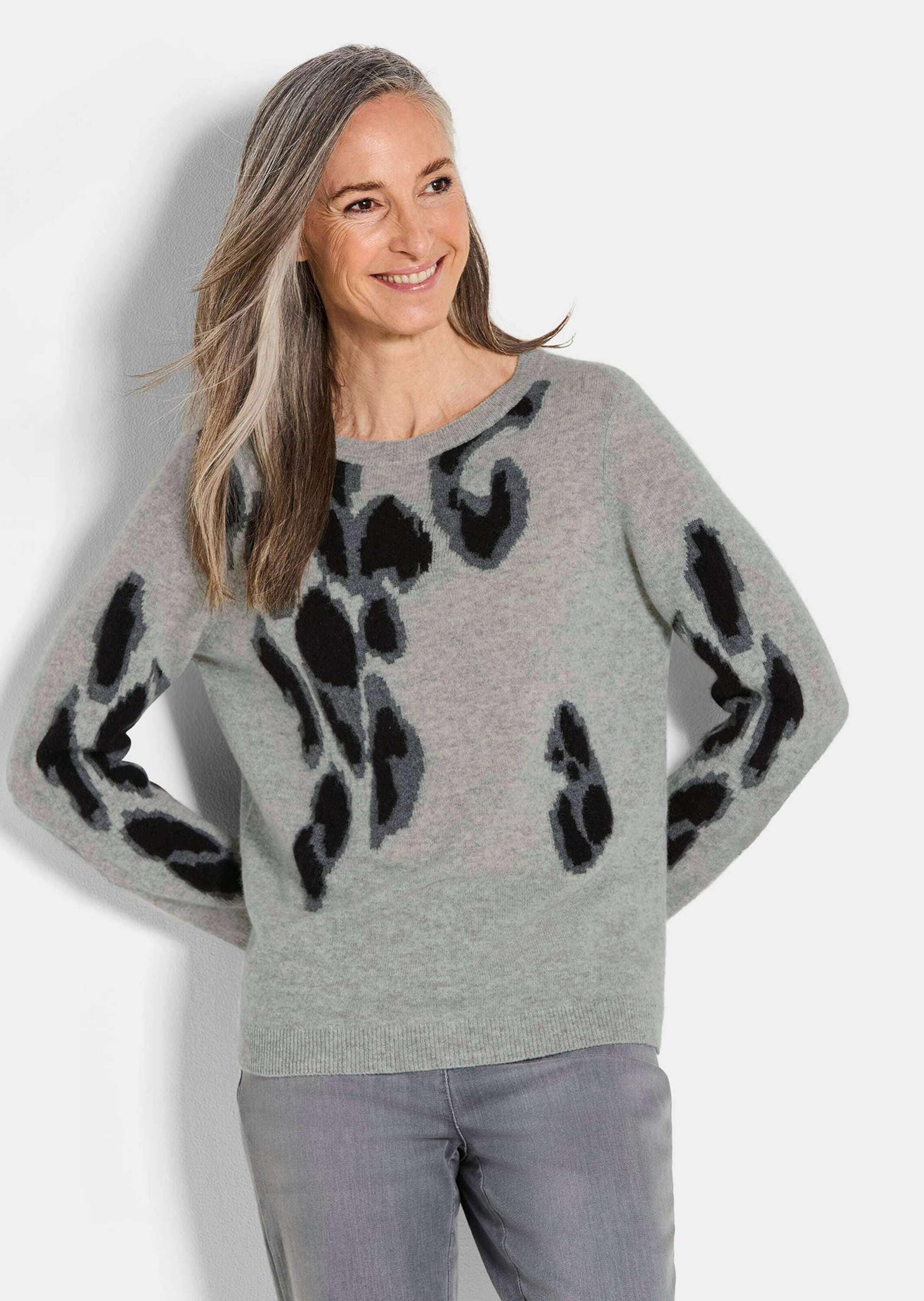 GOLDNER Rundhalspullover »Kaschmirpullover im Leo-Look«