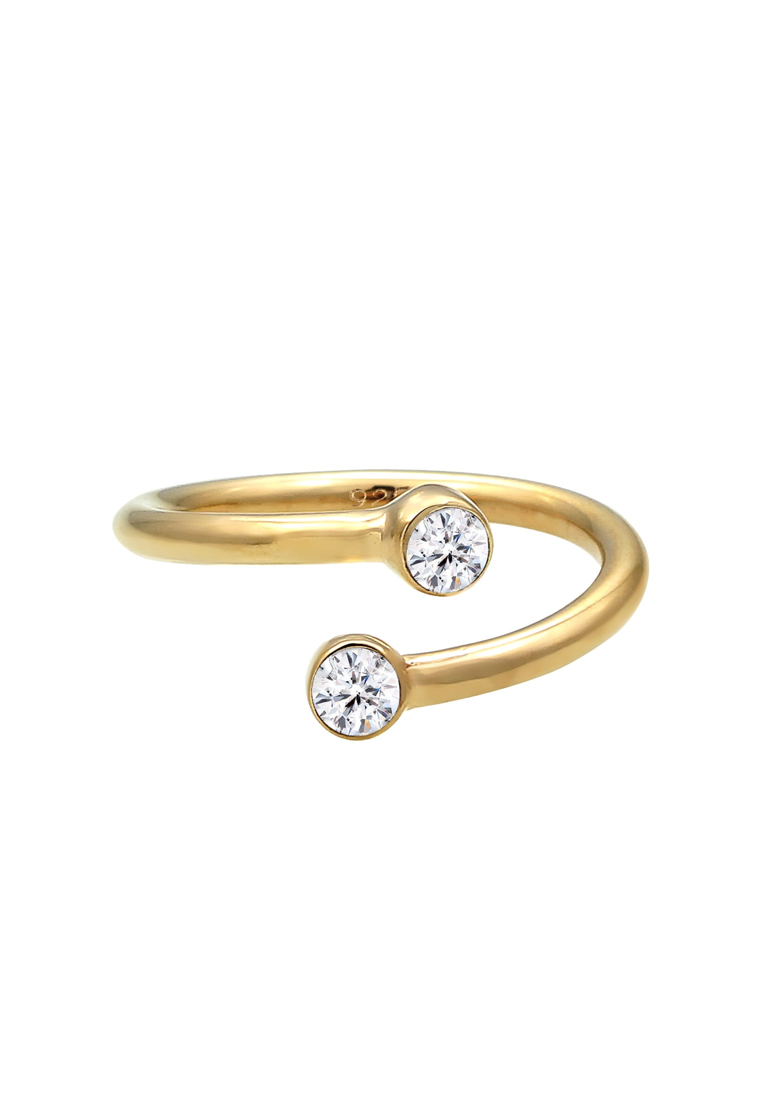 Elli Silberring »Ring Wickelring Glas Kristalle Weiß 925 Sterling Silber vergoldet«