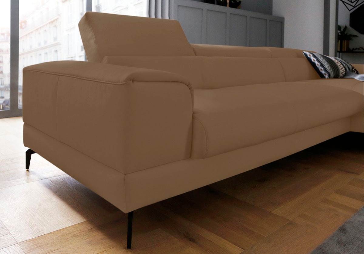 W.SCHILLIG Ecksofa »piedroo, Designsofa mit tollem Sitzkomfort, bequem, L-Form«, Kopfteilverstellung, wahlweise mit Sitztiefenverstellung, Breite 343cm