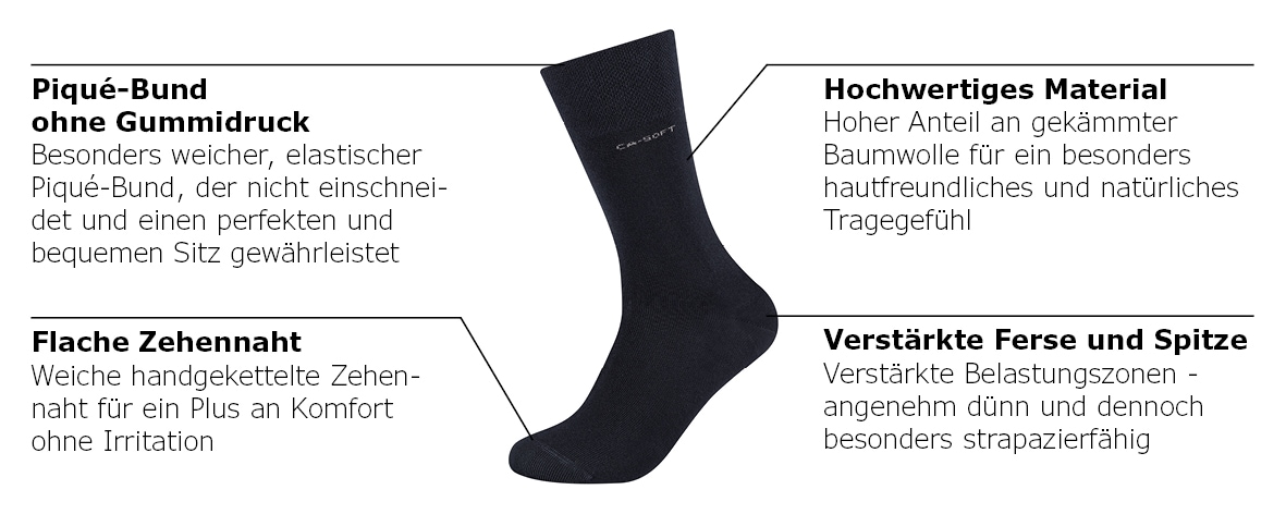 Camano Socken »ca-soft«, (4 Paar), mit verstärktem Fersen- und Zehenbereich