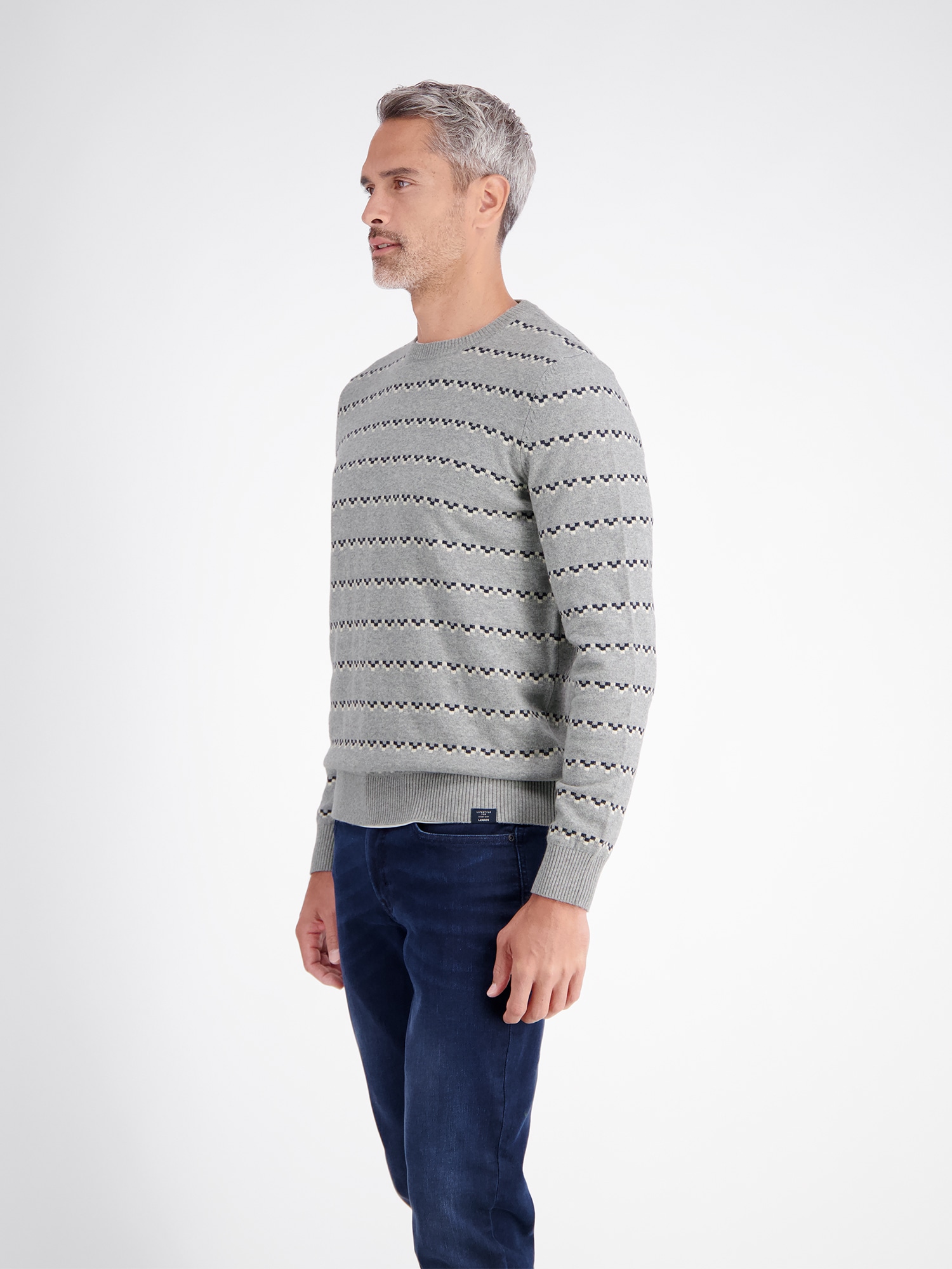 LERROS Strickpullover »Strickpullover mit geometrischem Muster aus Mischgewebe«