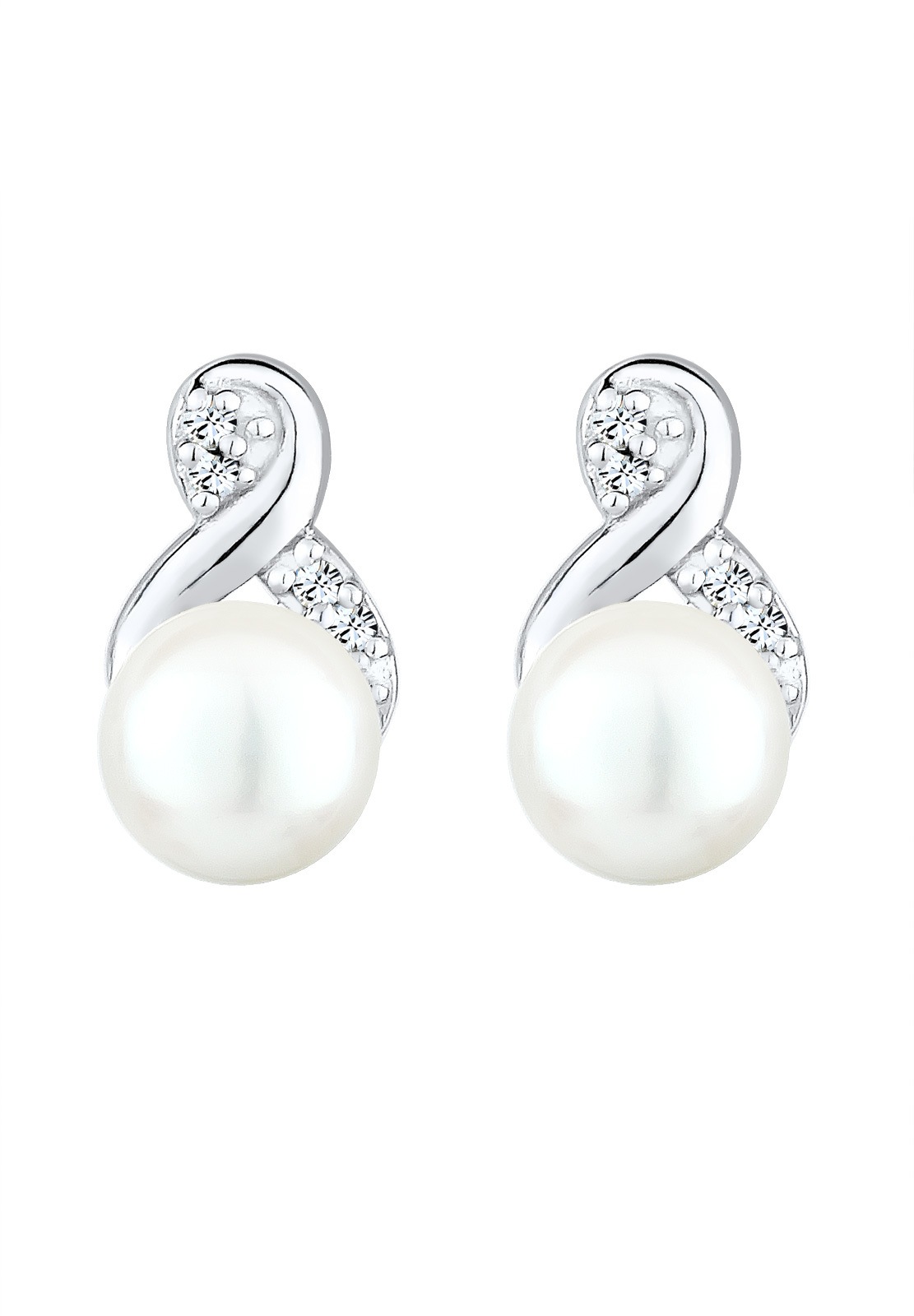 Elli Paar Ohrstecker »Ohrringe Infinity Glas Kristalle Weiß 925 Sterling Silber«