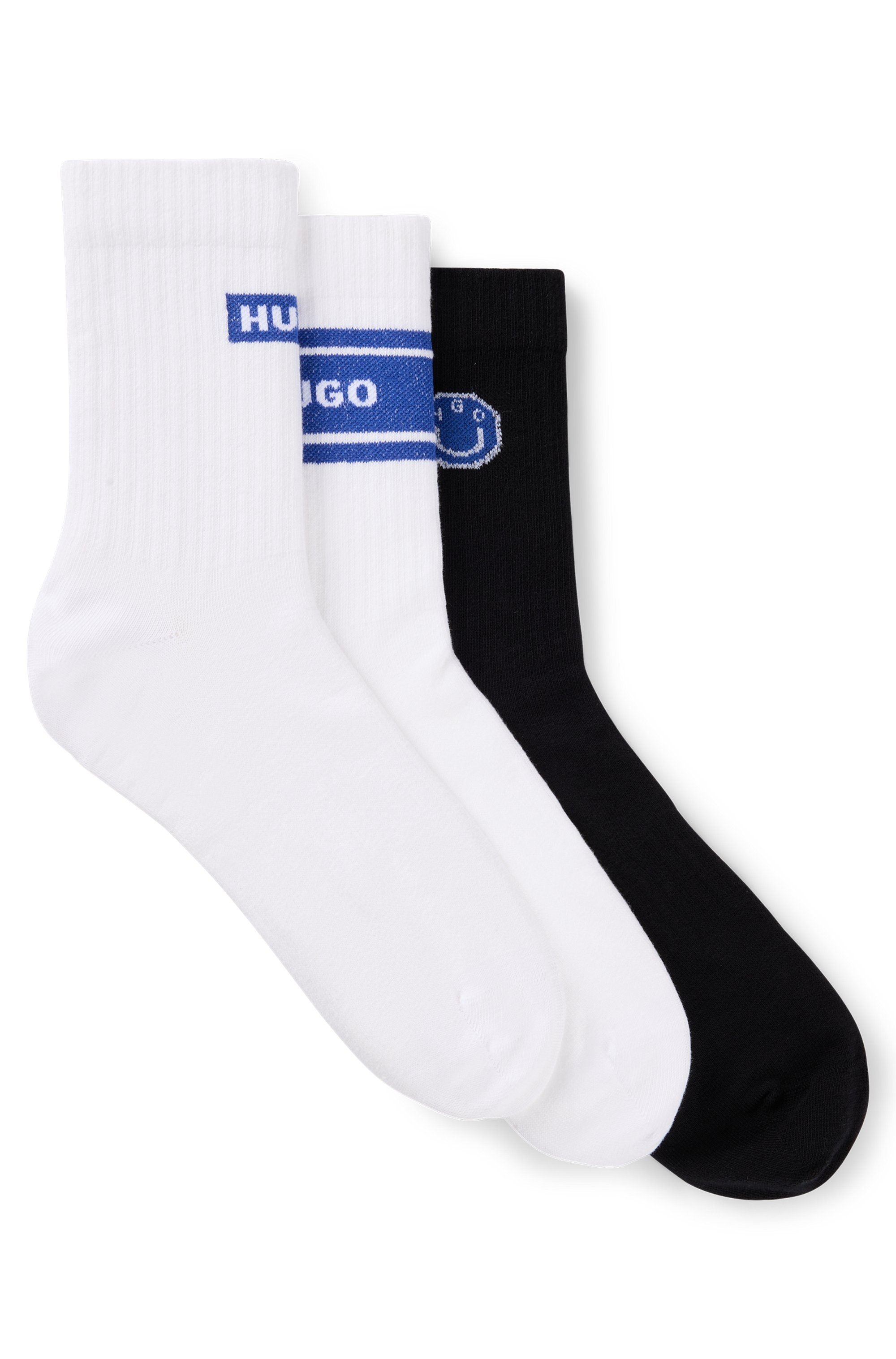 HUGO Blue Socken »3P QS BLUE DESIGN«, (Packung, 3 Paar), mit Branding