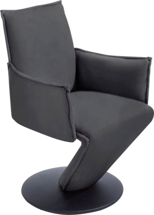 K+W Komfort & Wohnen Drehstuhl »Drive«, Leder CLOUD, Sessel mit federnder Sitzschale, Drehteller in Metall schwarz Struktur