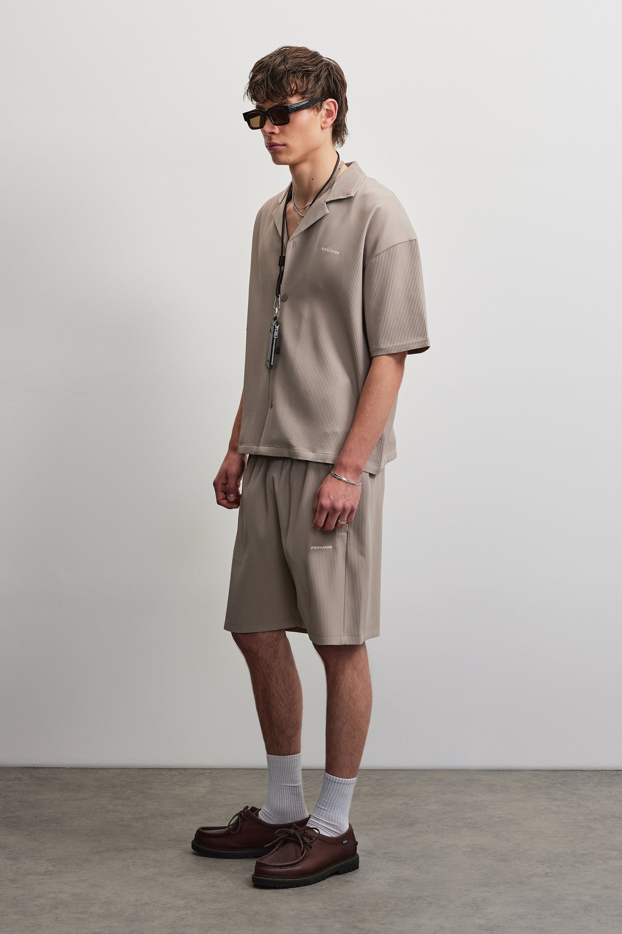 PEGADOR Kurzarmhemd »TROY PLISSEE SUMMER SHIRT« Baumwollmischung, regular fit