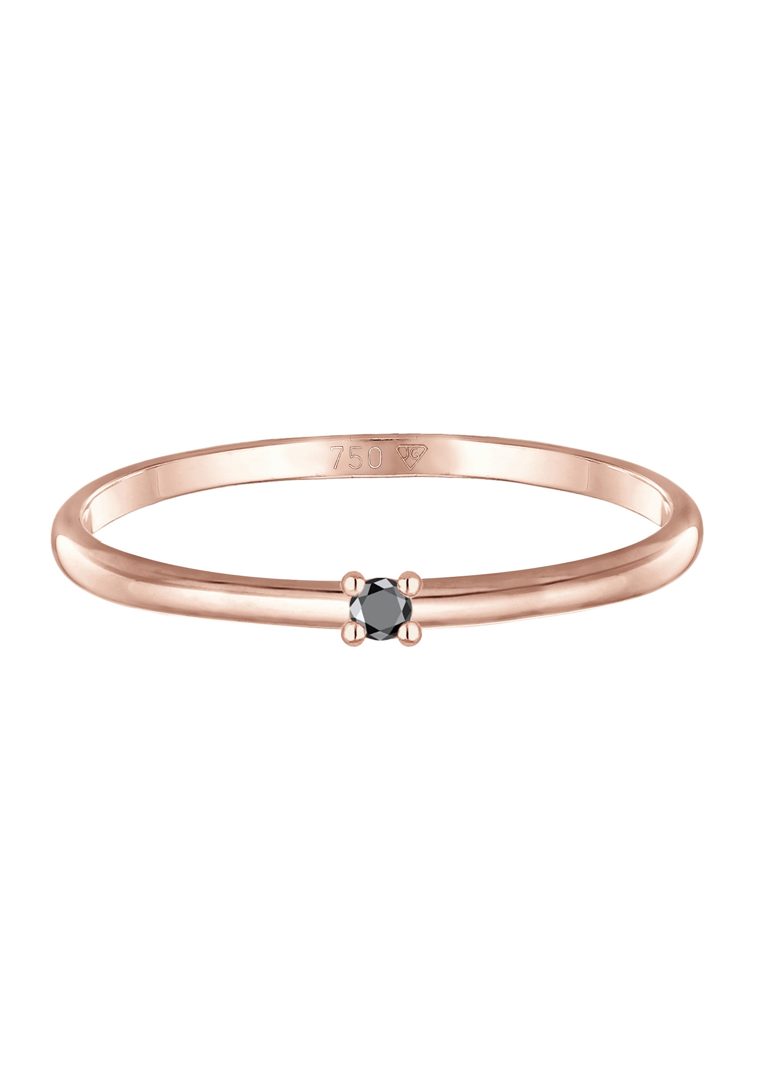 Elli DIAMONDS Diamantring »Ring Solitär Schwarzer Diamant (0.015 ct) 750 Roségold«