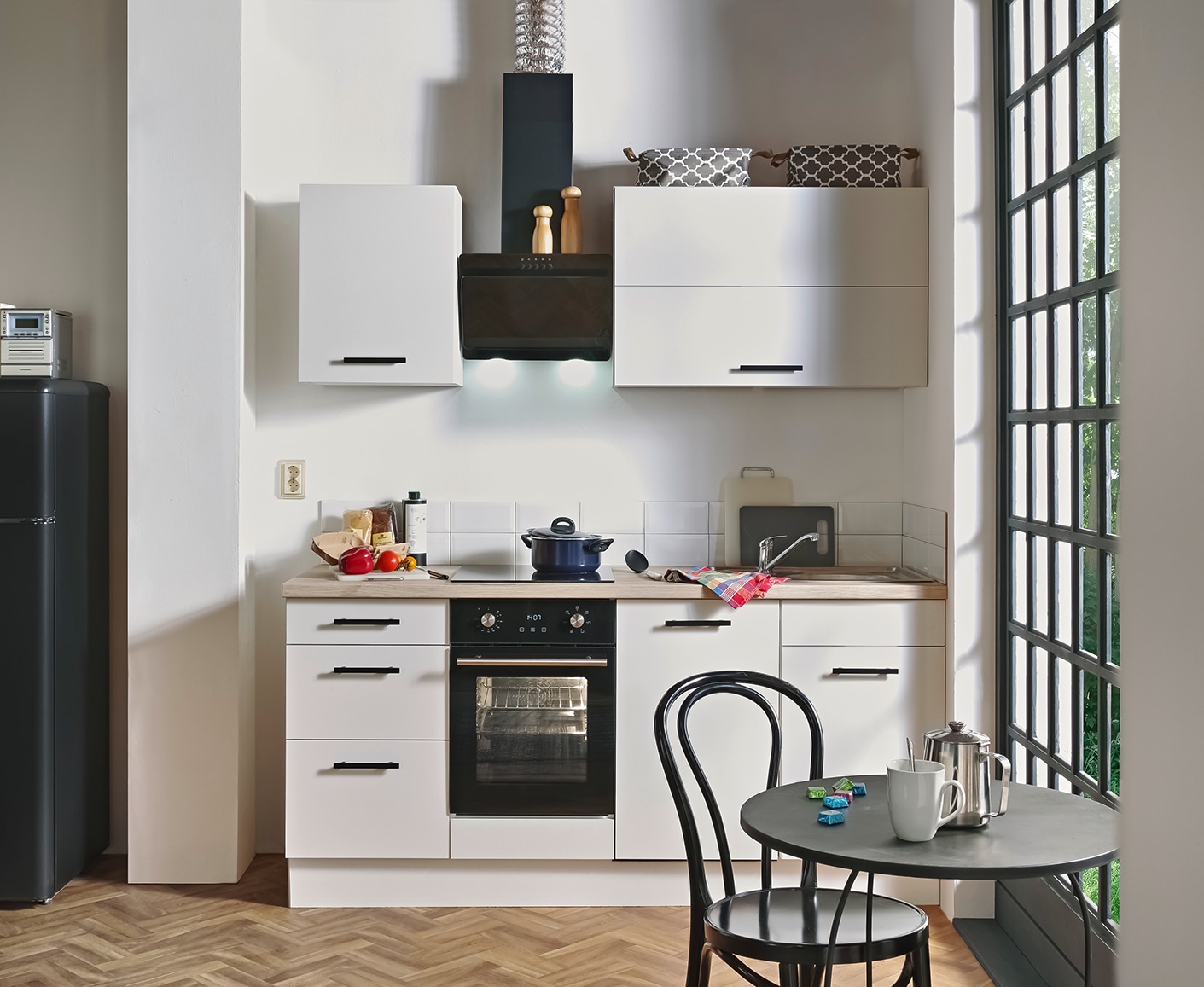 wiho Küchen Küchenzeile »Fortyfive, Breite 180 cm,« Soft-Close-Funktion in Schubkästen & Auszügen, höhenverstellbare Füße