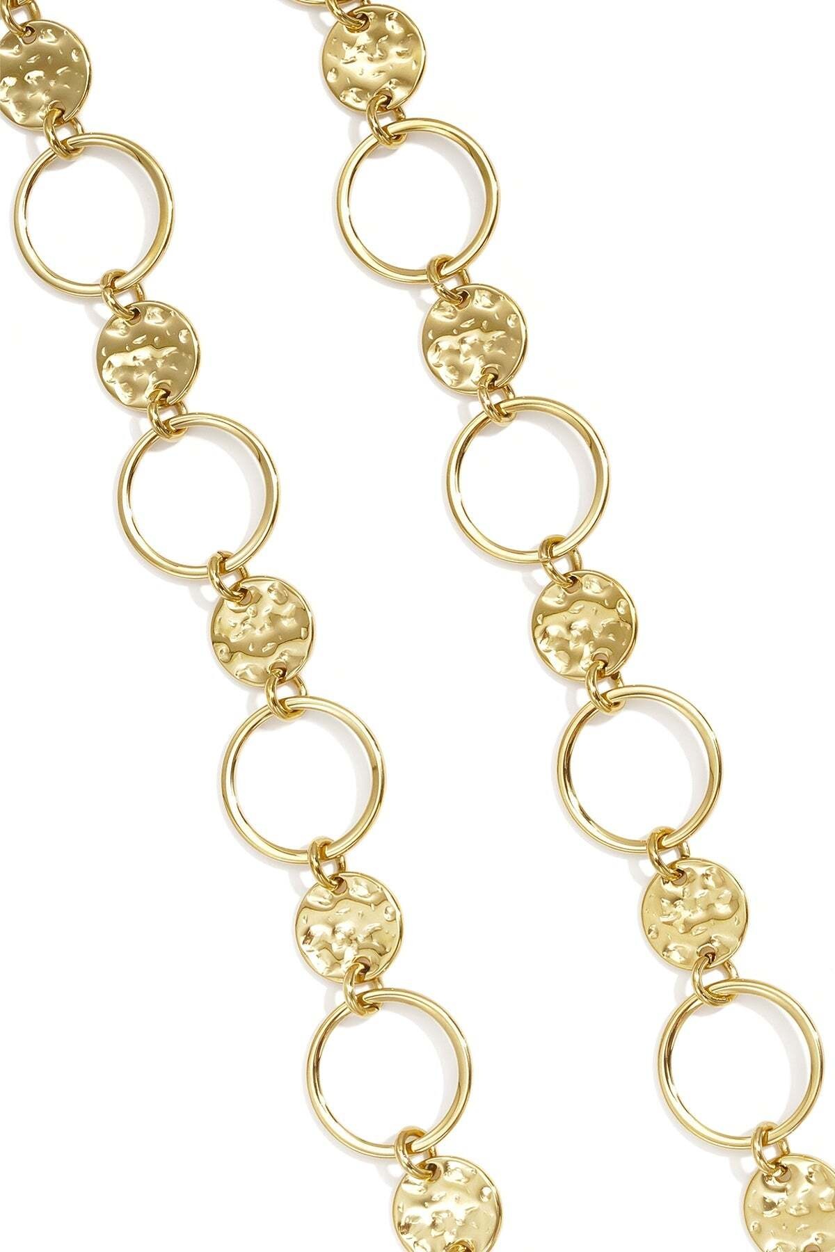 Adelia´s Gliederkette »Gliederkette aus Edelstahl mit runden Gliedern und strukturierten Scheiben 91,5 cm + 5 cm« Trendiger Modeschmuck mit dem Wechsel aus runden Gliedern und strukturierten Scheiben