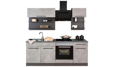 HELD MÖBEL Küchenzeile »Tulsa«, mit E-Geräten, Breite 210 cm, schwarze Metallgriffe,... kaufen