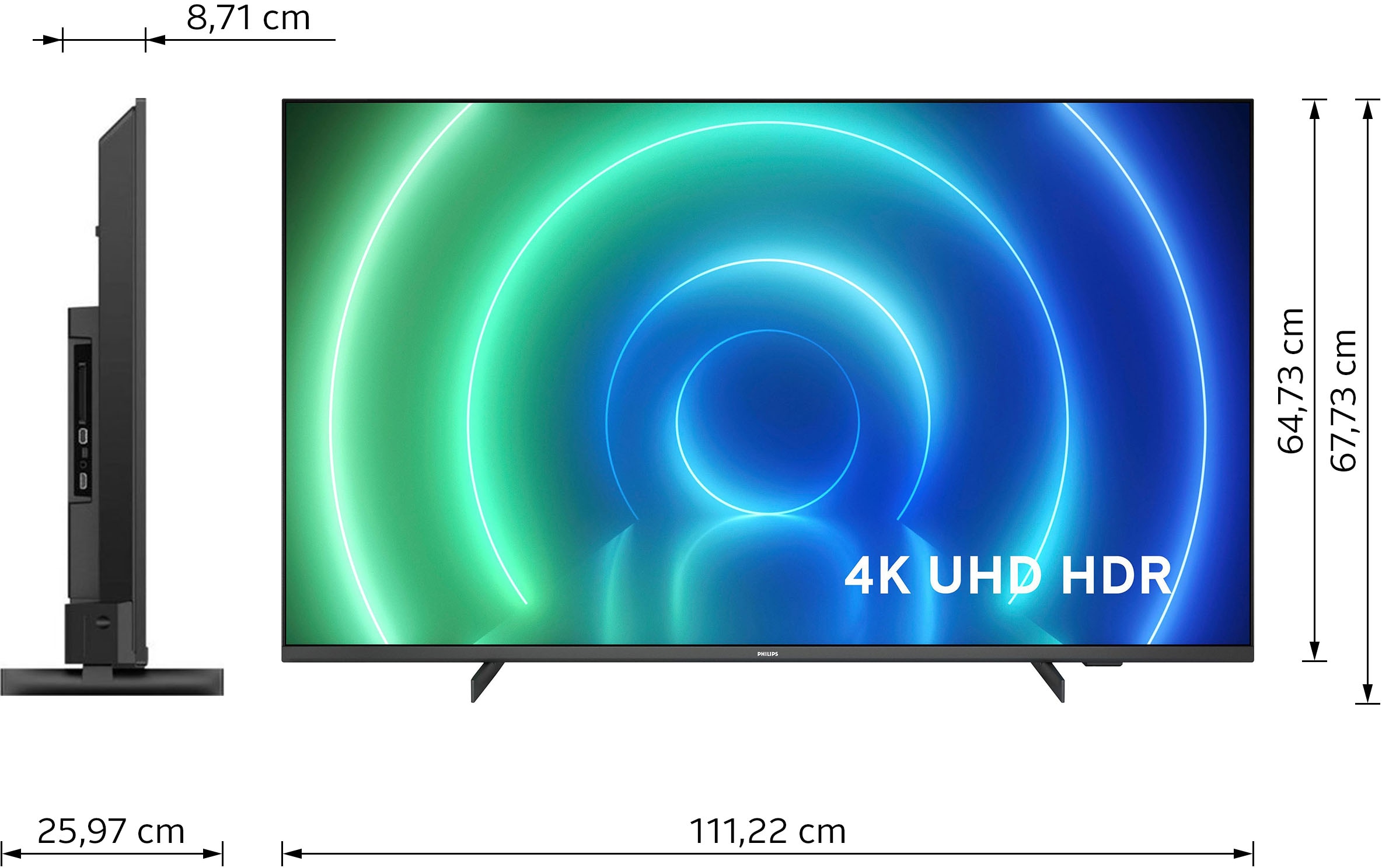 Philips LED-Fernseher, 126 cm/50 Zoll, 4K Ultra HD, Smart-TV, HDR10+ kompatibel, 60 Hz, Dolby Vision & Atmos, Smart TV, Triple Tuner