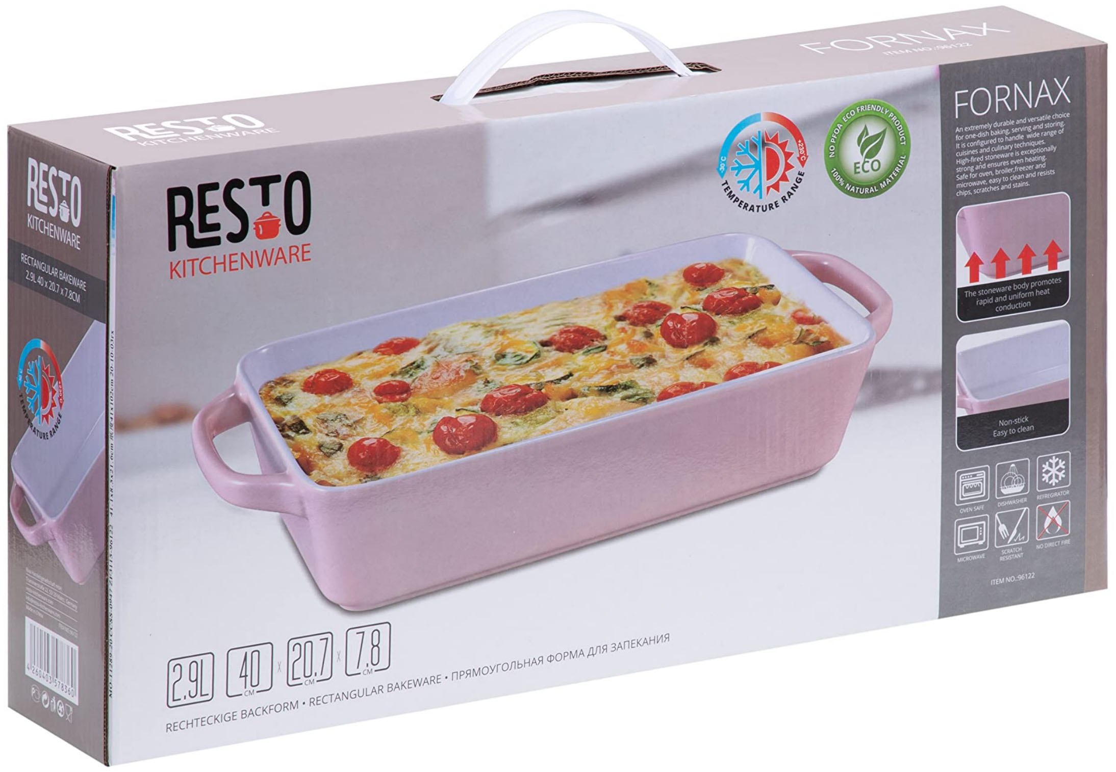 RESTO Kitchenware Auflaufform »Fornax Backform Groß Hoher Rand Lasagneform Antihaftbeschichtet« Keramik 1 Stk. tlg. Rechteckig aus Keramik, rosa, in 2 Größen, für Brot, Lasagne, Brownie
