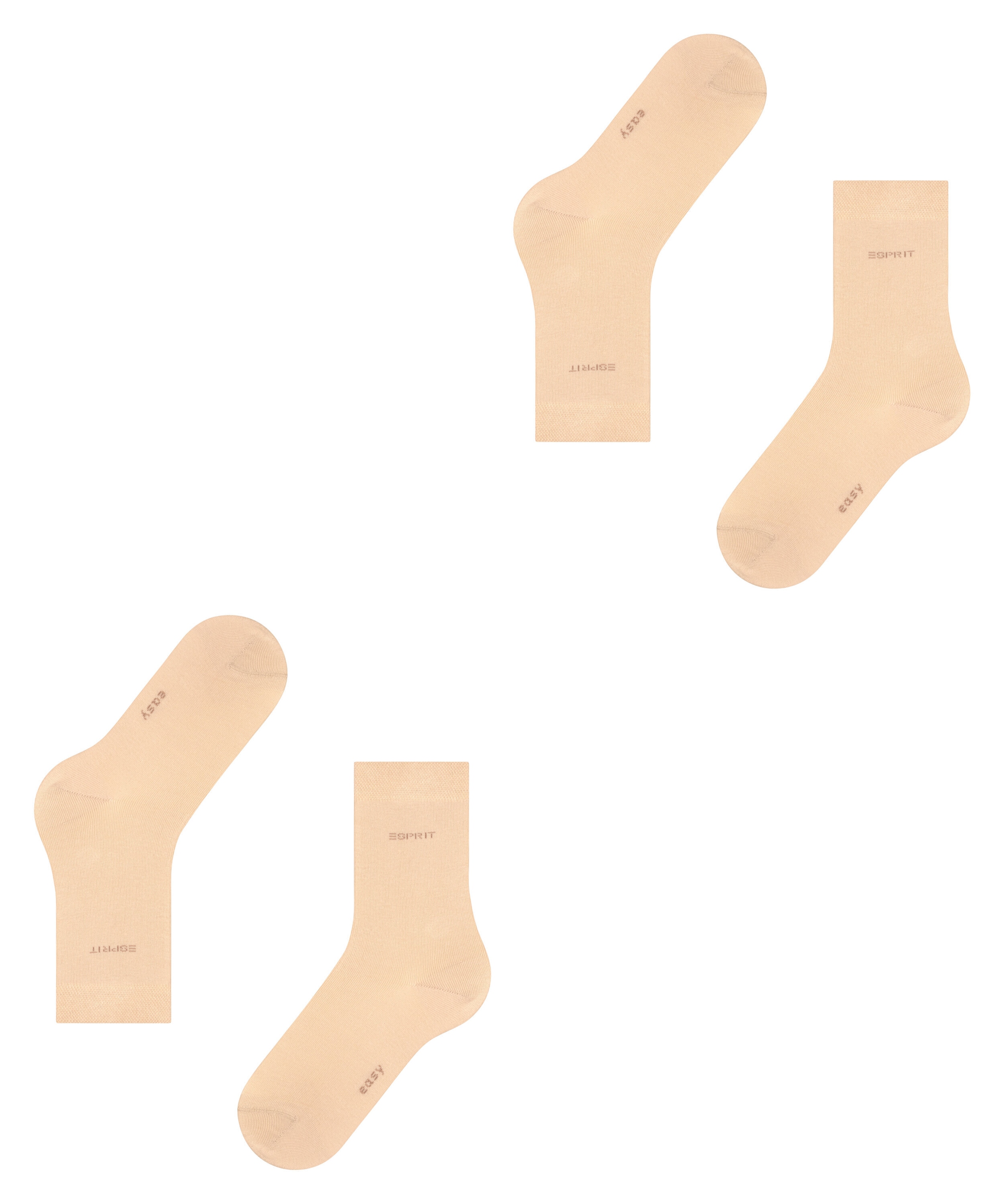 Esprit Socken »Basic Easy«, (2 Paar, 2er Pack), ohne einschneidendes Bündchen, Basic-Socke, Uni-Strümpfe atmungsaktiv