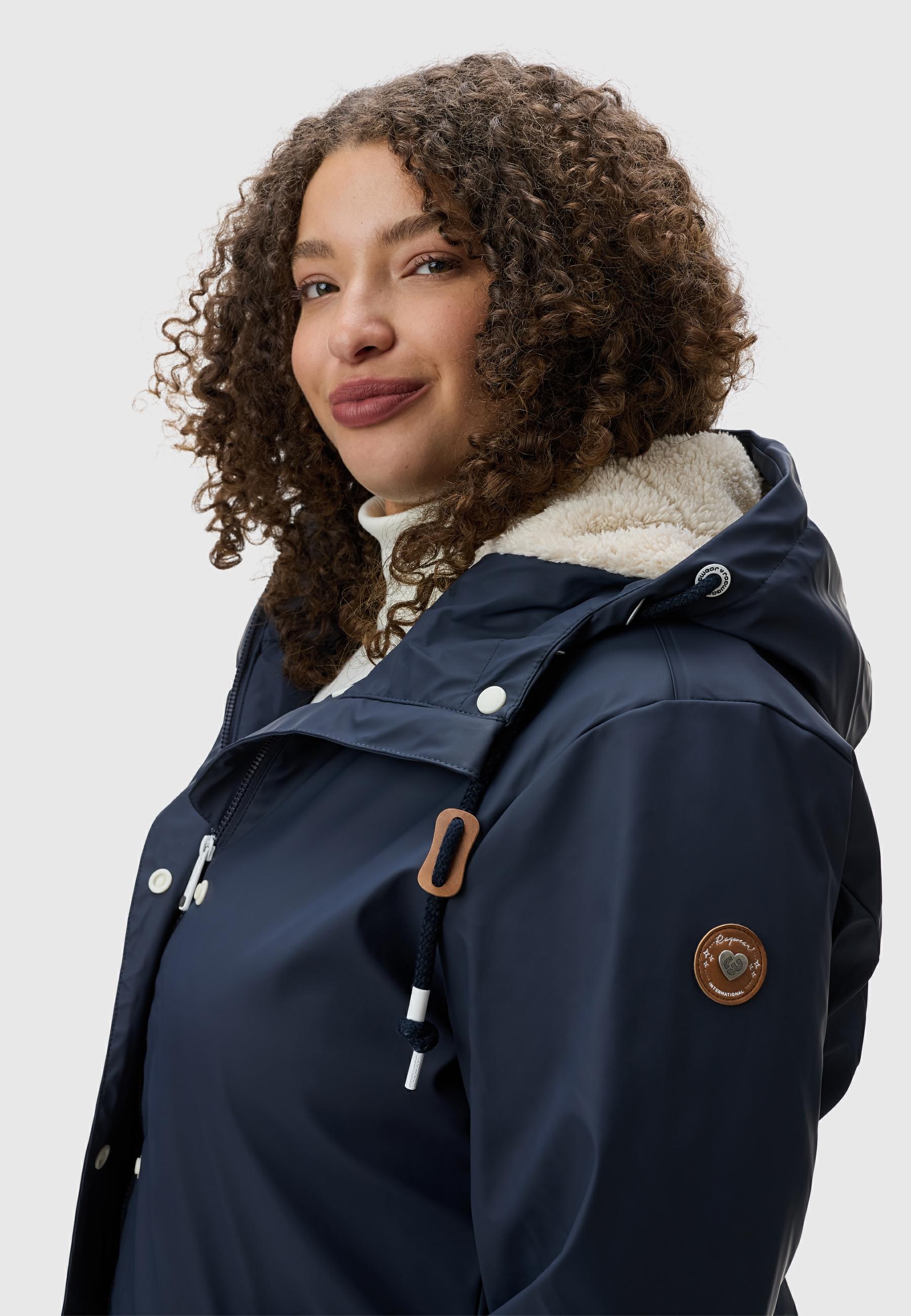 Ragwear Regenjacke »Regenjacke Marge«, mit Kapuze, warm gefütterter Damen Winter Regenmantel