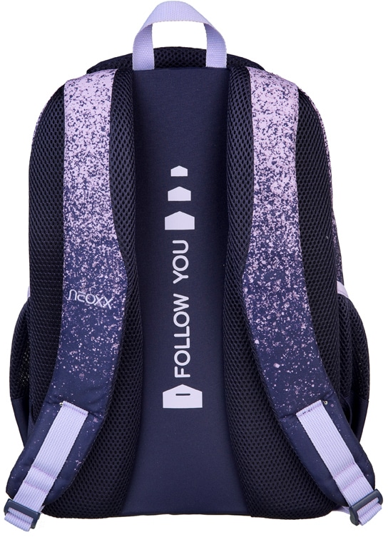 neoxx Schulrucksack »Fly, Glitterally perfect«, Reflektionsnaht, aus recycelten PET-Flaschen