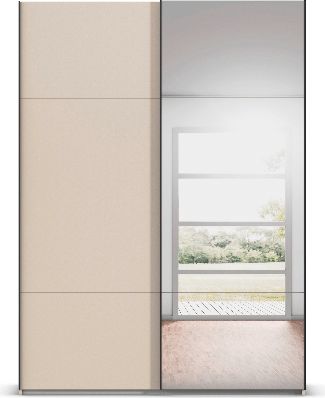 rauch Schwebetürenschrank »Kleiderschrank Schrank Garderobe Schlafzimmerschrank CONTIDO« 3 verschiedene Ausstattungen BASIC/CLASSIC/PREMIUM (inkl. SOFT-CLOSE),  aus hochwertigem Material in 6 Breiten 2 Griff-Farben MADE IN GERMANY