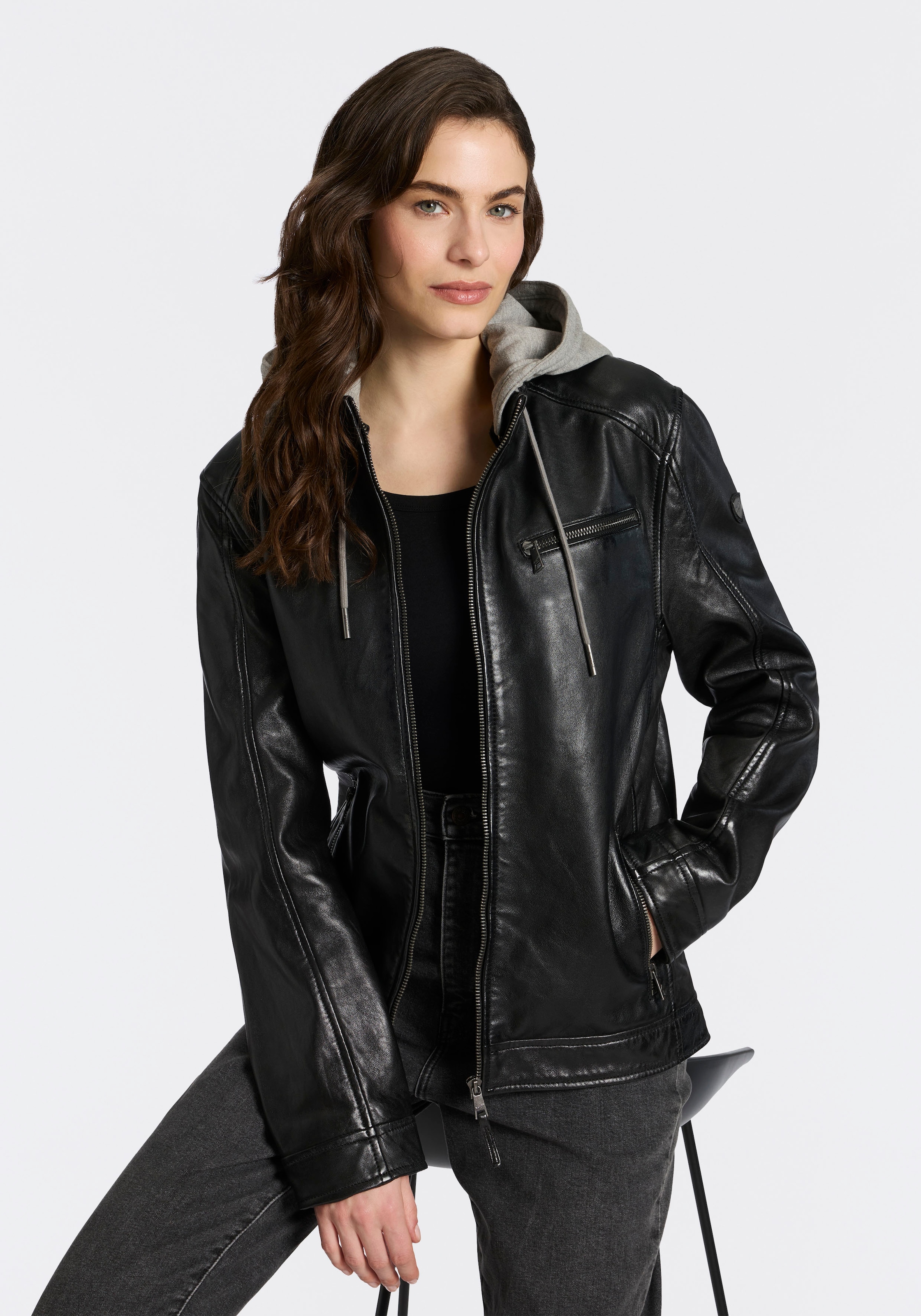 Mauritius Lederjacke »MMBarlo« mit Kapuze mit abnehmbarer Kapuze