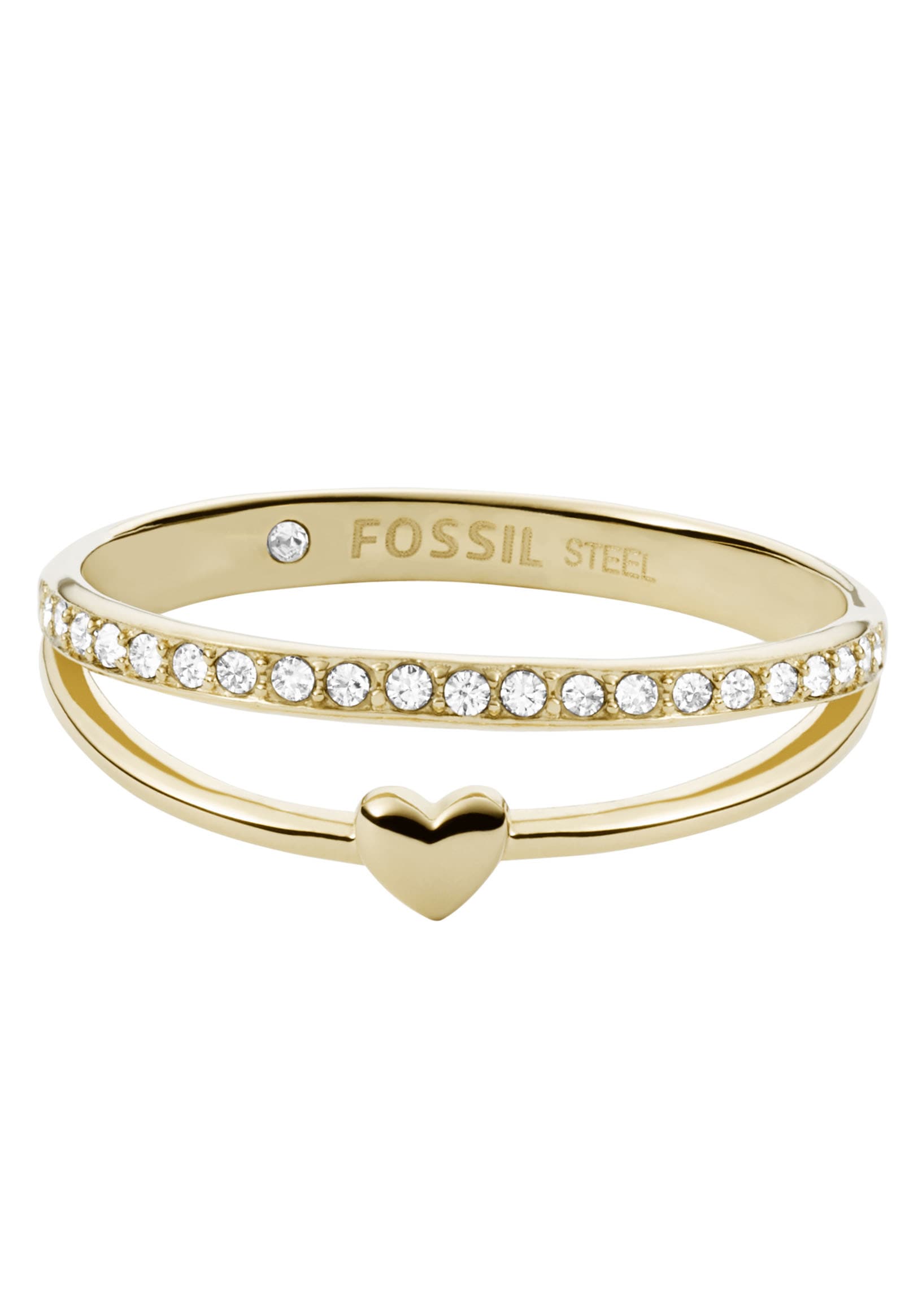 Fossil Fingerring »Drew All Stacked Up Heart, Herz, JF03750710, JF03460791«, mit Kristallstein