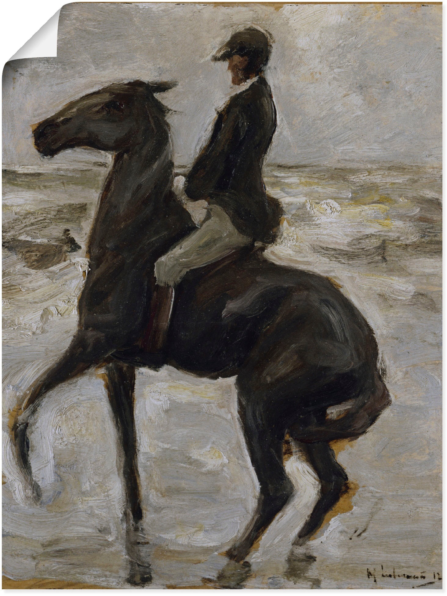Artland Wandbild »Reiter, nach links, am Strand. 1912«, Pferde, (1 St.), in vielen Größen & Produktarten -Leinwandbild, Poster, Wandaufkleber / Wandtattoo auch für Badezimmer geeignet